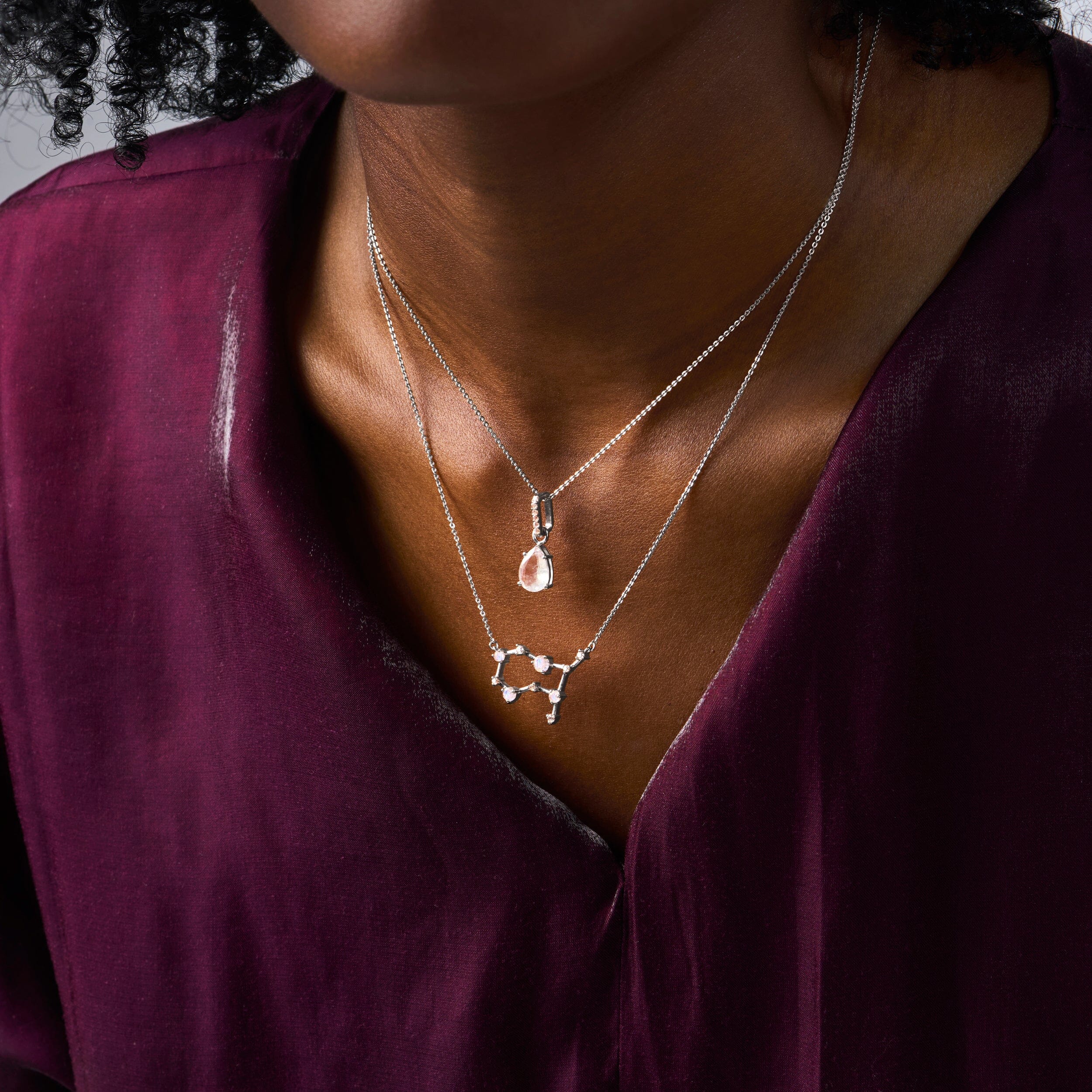Fine Moonstone Lab Diamond Necklace Sway - June Birthstone - Image 13
