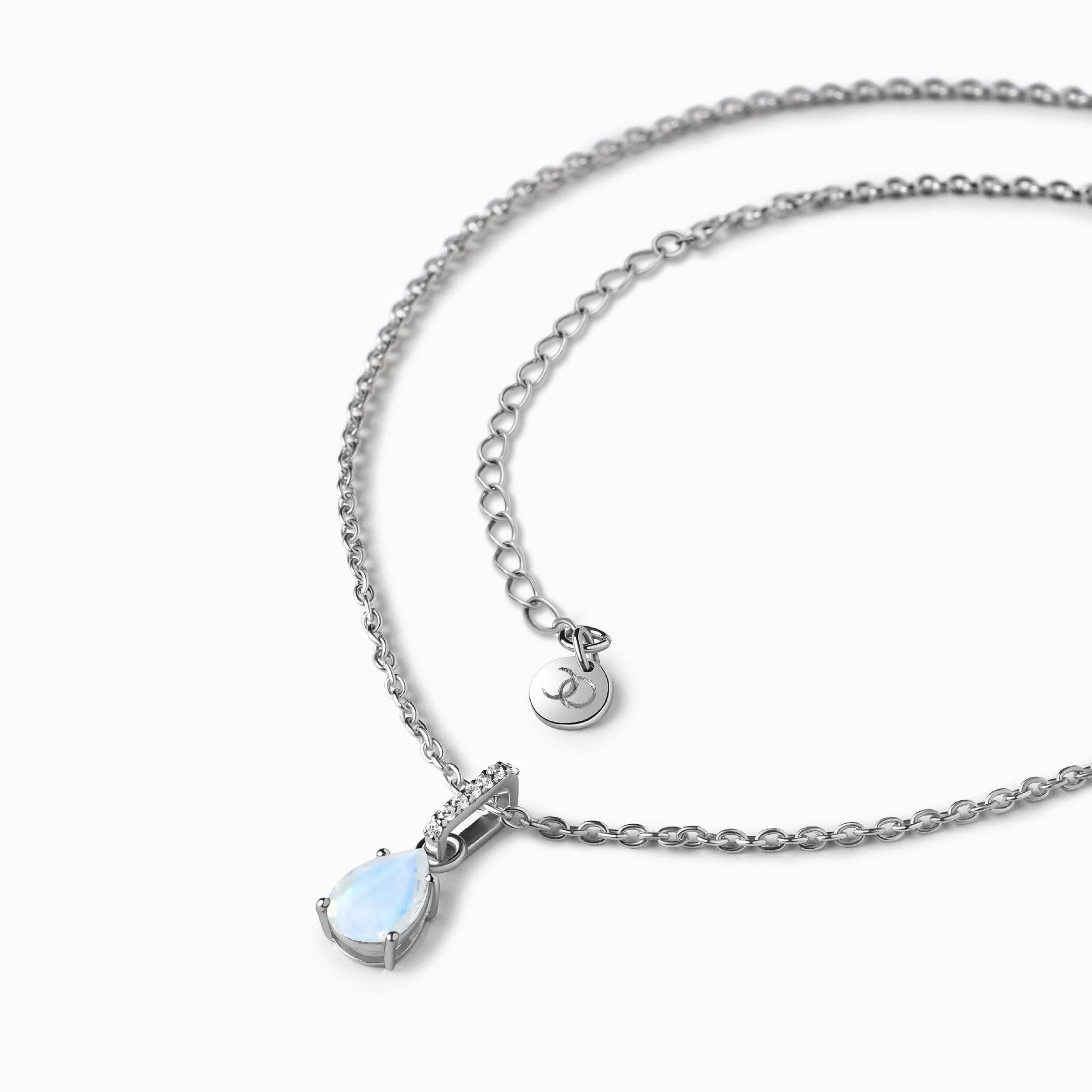 Fine Moonstone Lab Diamond Necklace Sway - June Birthstone - Image 14