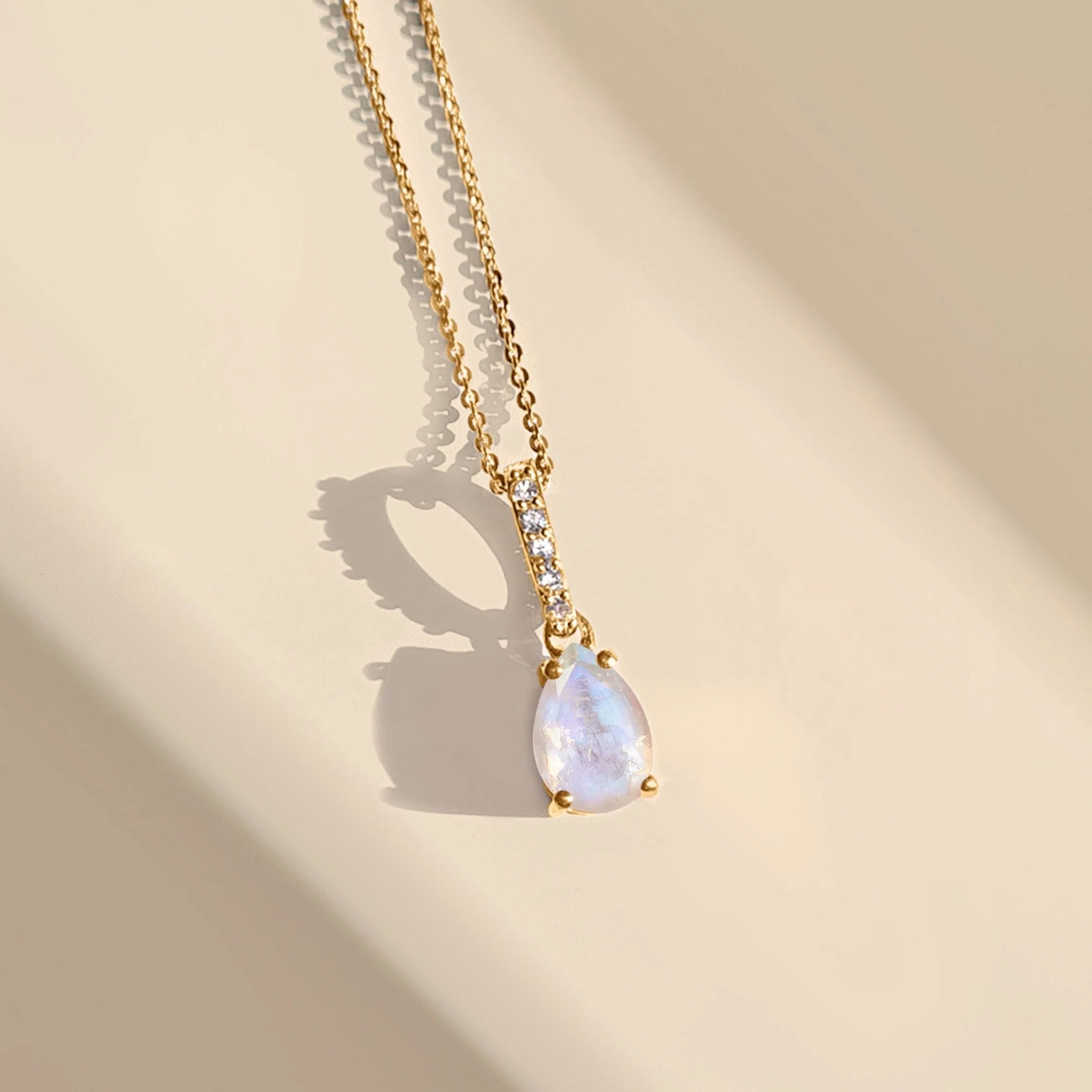 Fine Moonstone Lab Diamond Necklace Sway - June Birthstone - Image 19