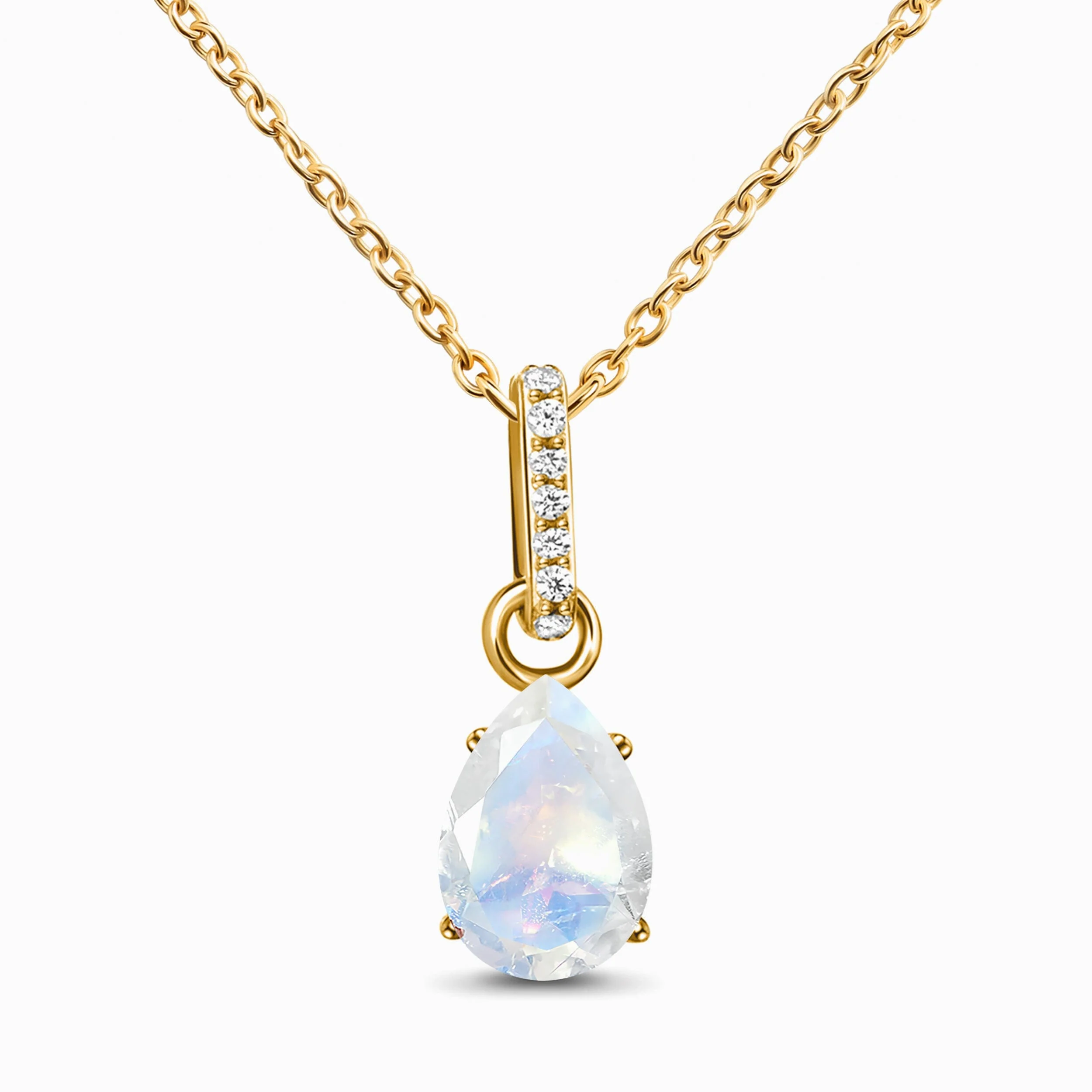 Fine Moonstone Lab Diamond Necklace Sway - June Birthstone - Image 5