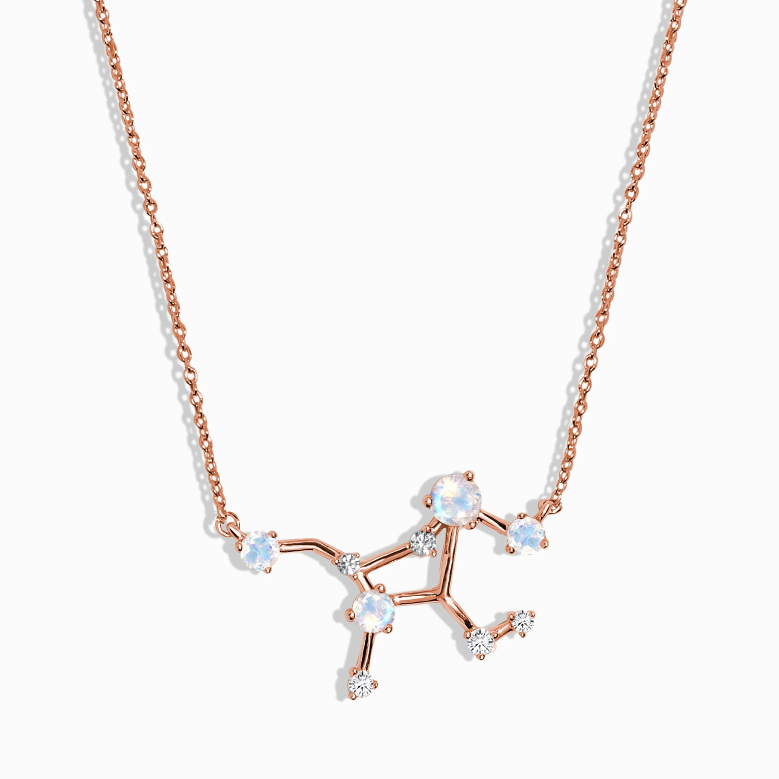 Fine Moonstone Lab Diamond Necklace - Virgo Zodiac Constellation - Image 3