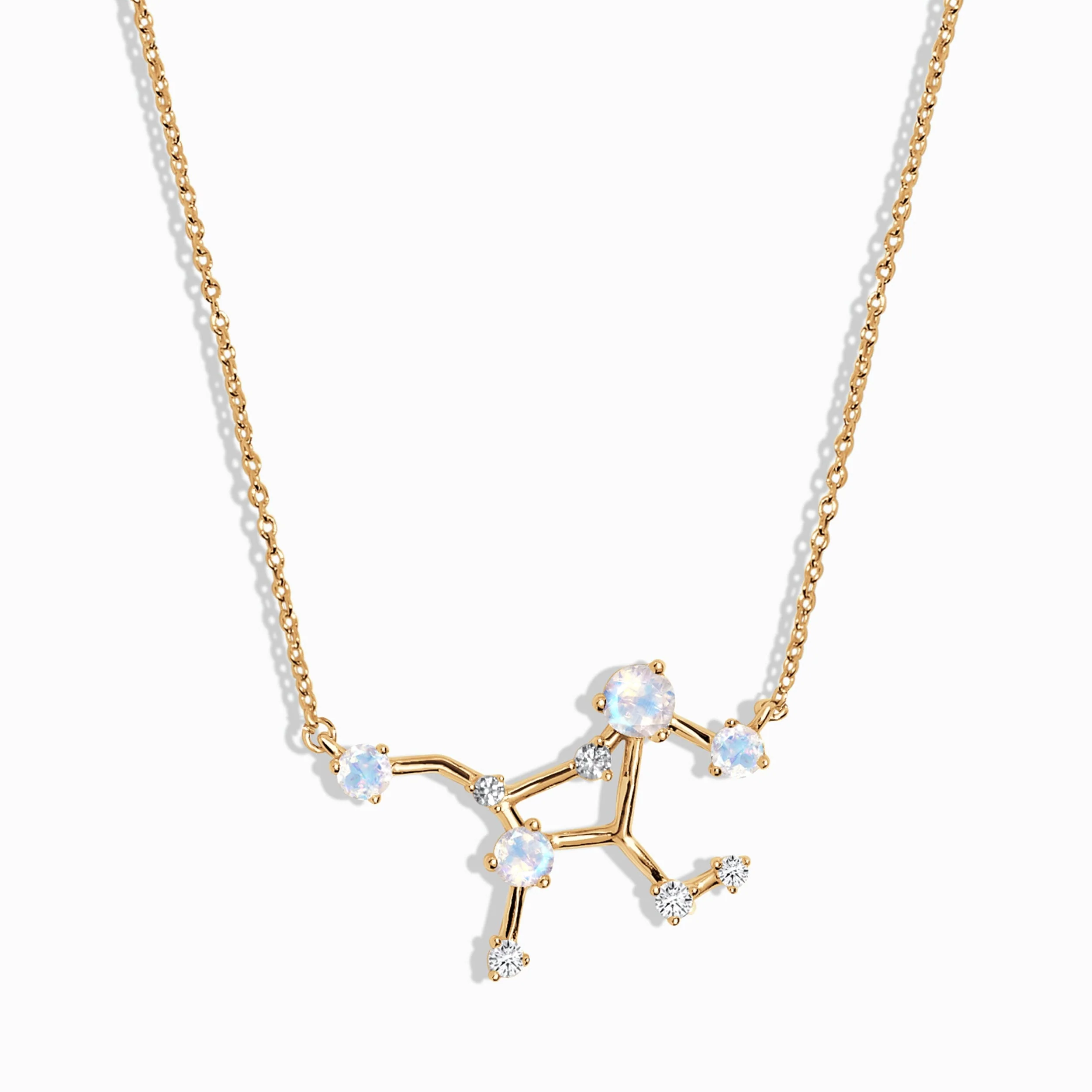Fine Moonstone Lab Diamond Necklace - Virgo Zodiac Constellation - Image 5