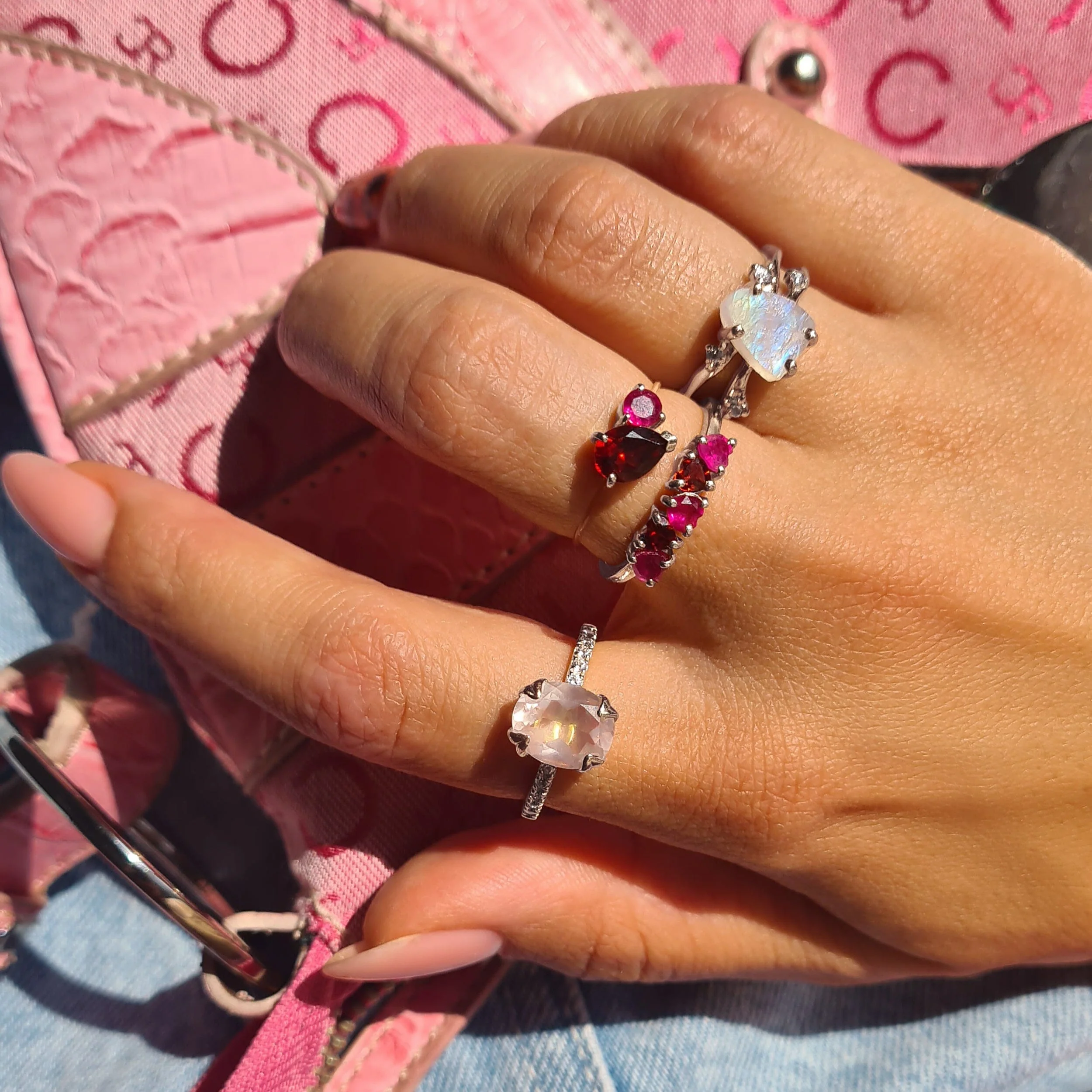 Moonstone Lab Diamond Ring - Flow - Image 18
