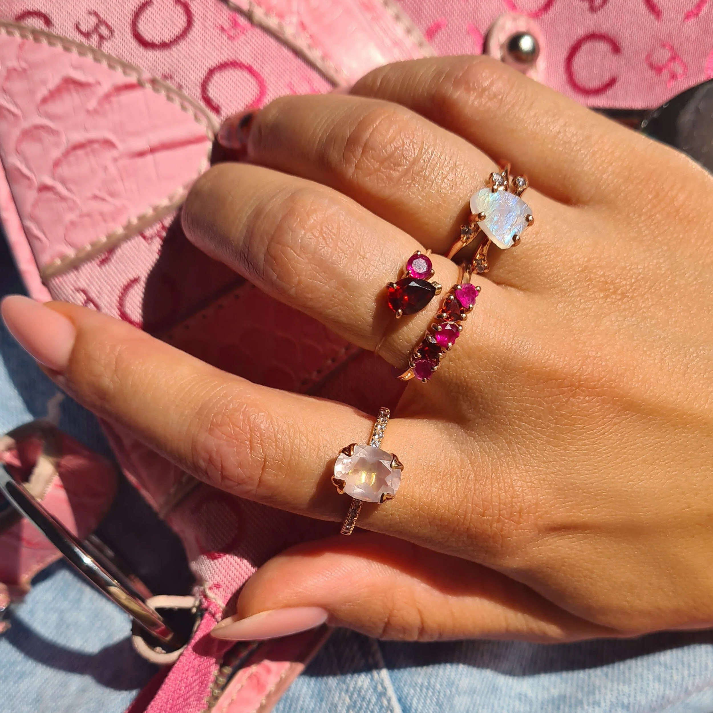 Moonstone Lab Diamond Ring - Flow - Image 19