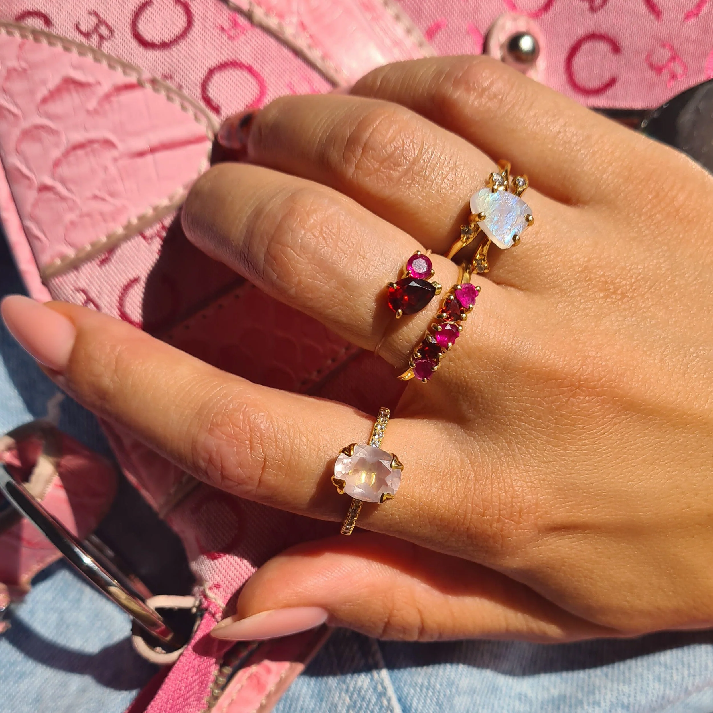 Moonstone Lab Diamond Ring - Flow - Image 20