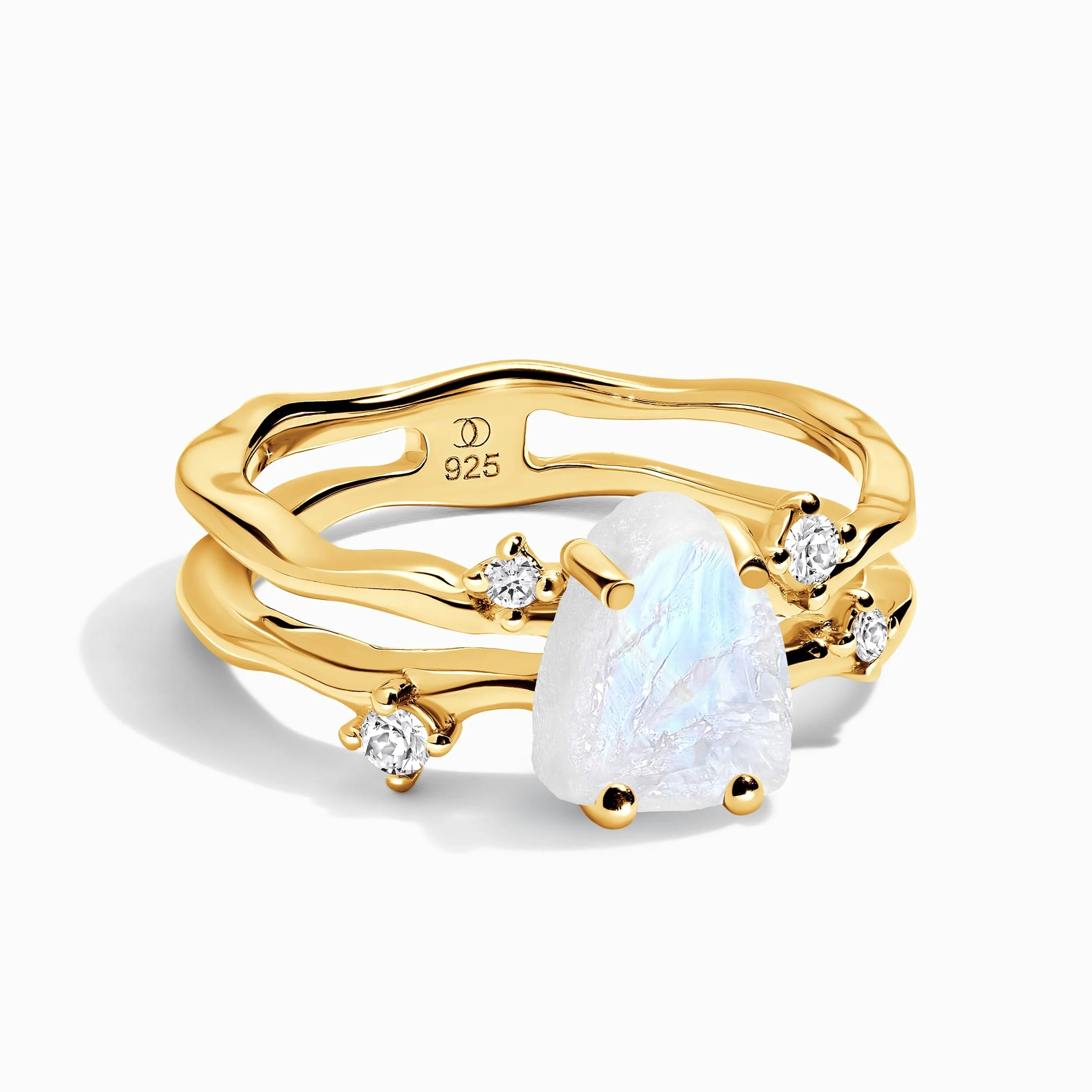 Moonstone Lab Diamond Ring - Flow - Image 3
