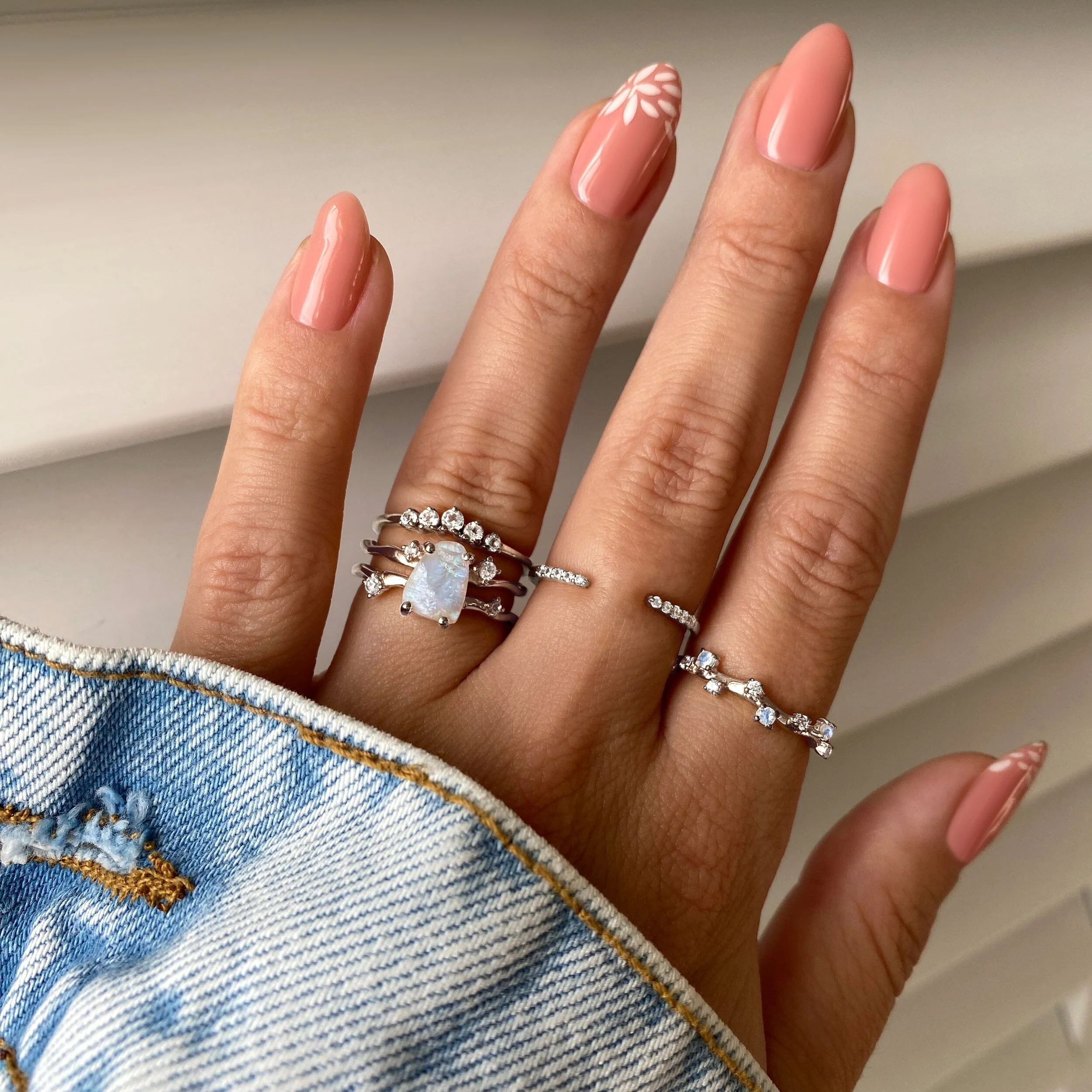 Moonstone Lab Diamond Ring - Flow - Image 7