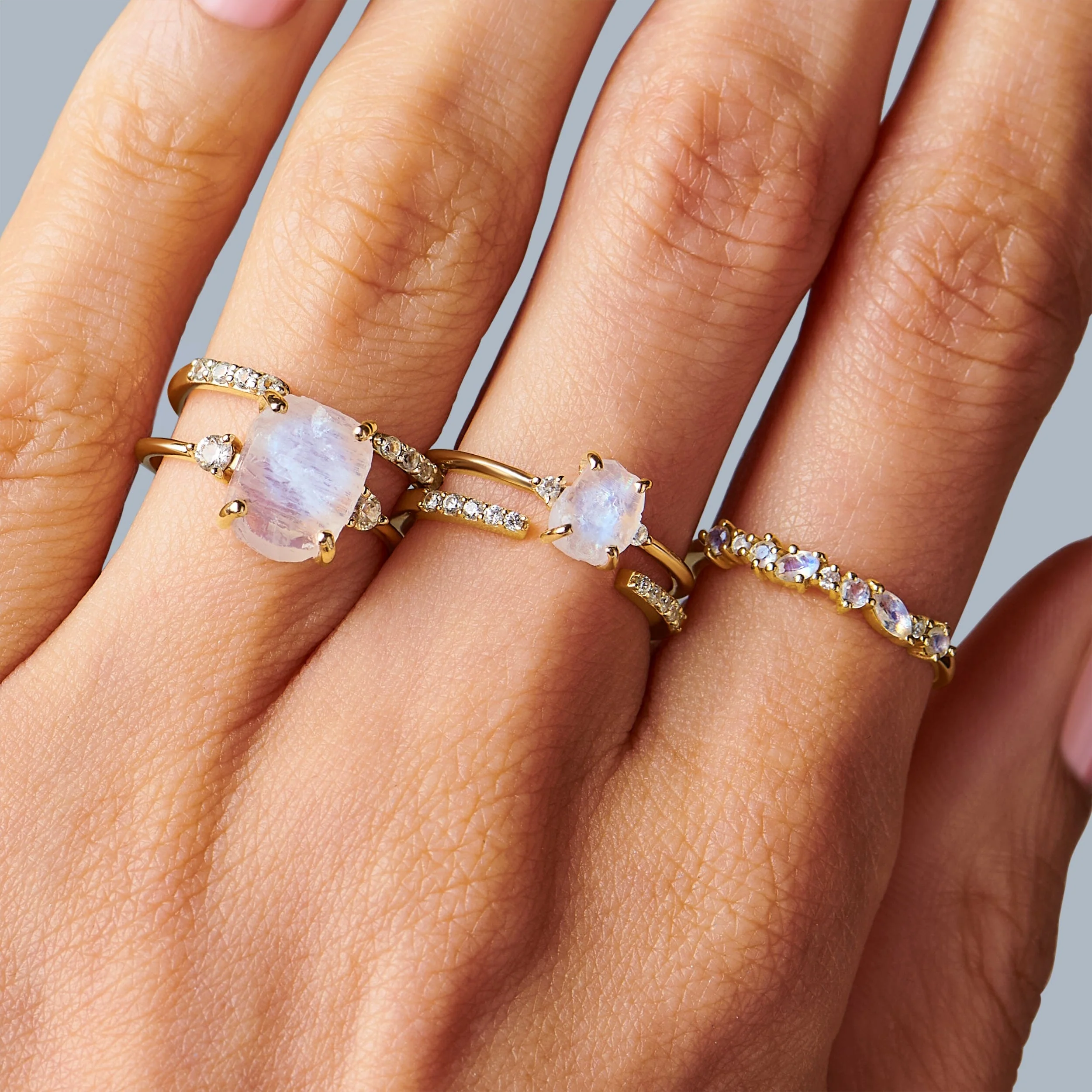 Fine Moonstone Lab Diamond Ring - Grace - Image 11