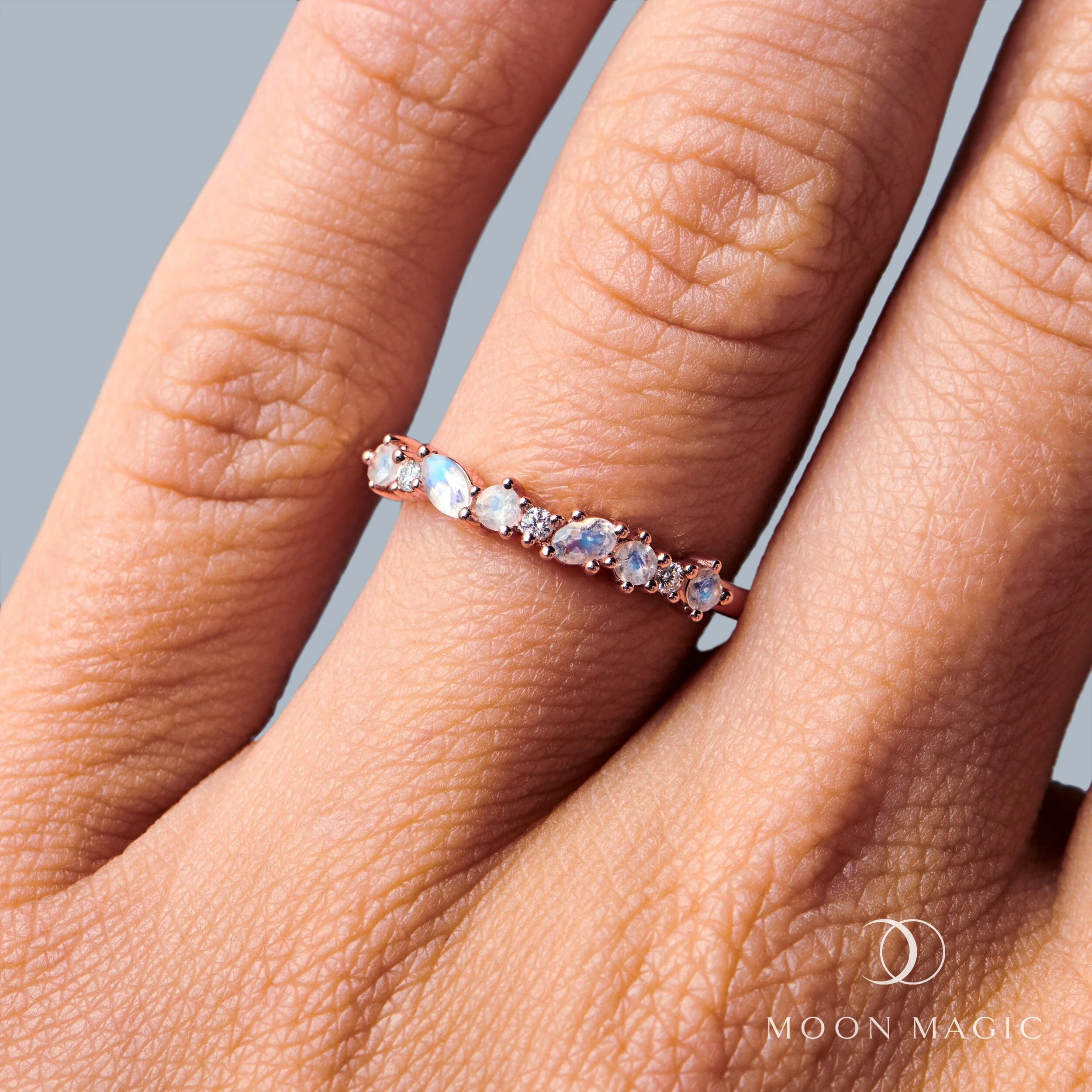 Fine Moonstone Lab Diamond Ring - Grace - Image 5