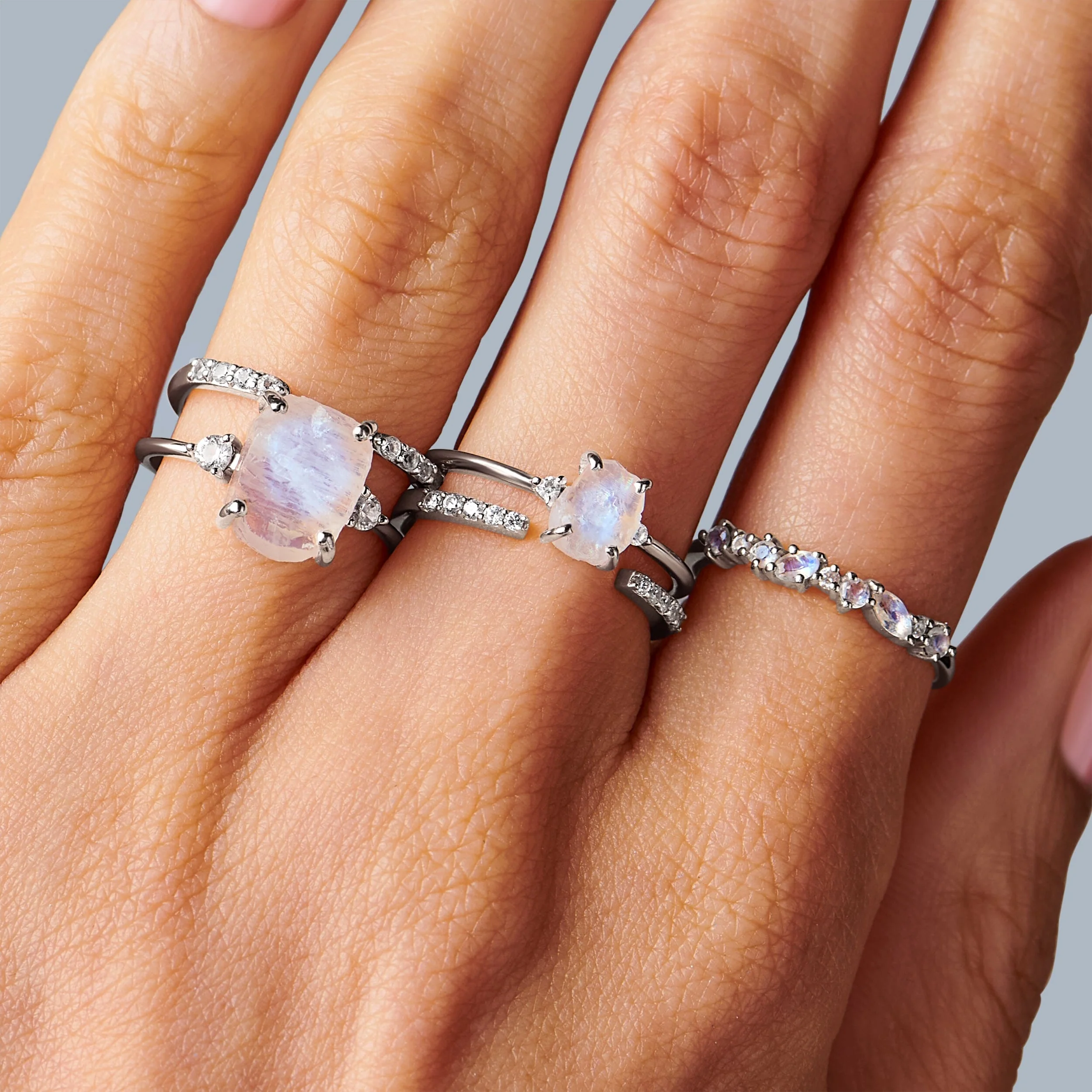 Fine Moonstone Lab Diamond Ring - Grace - Image 9