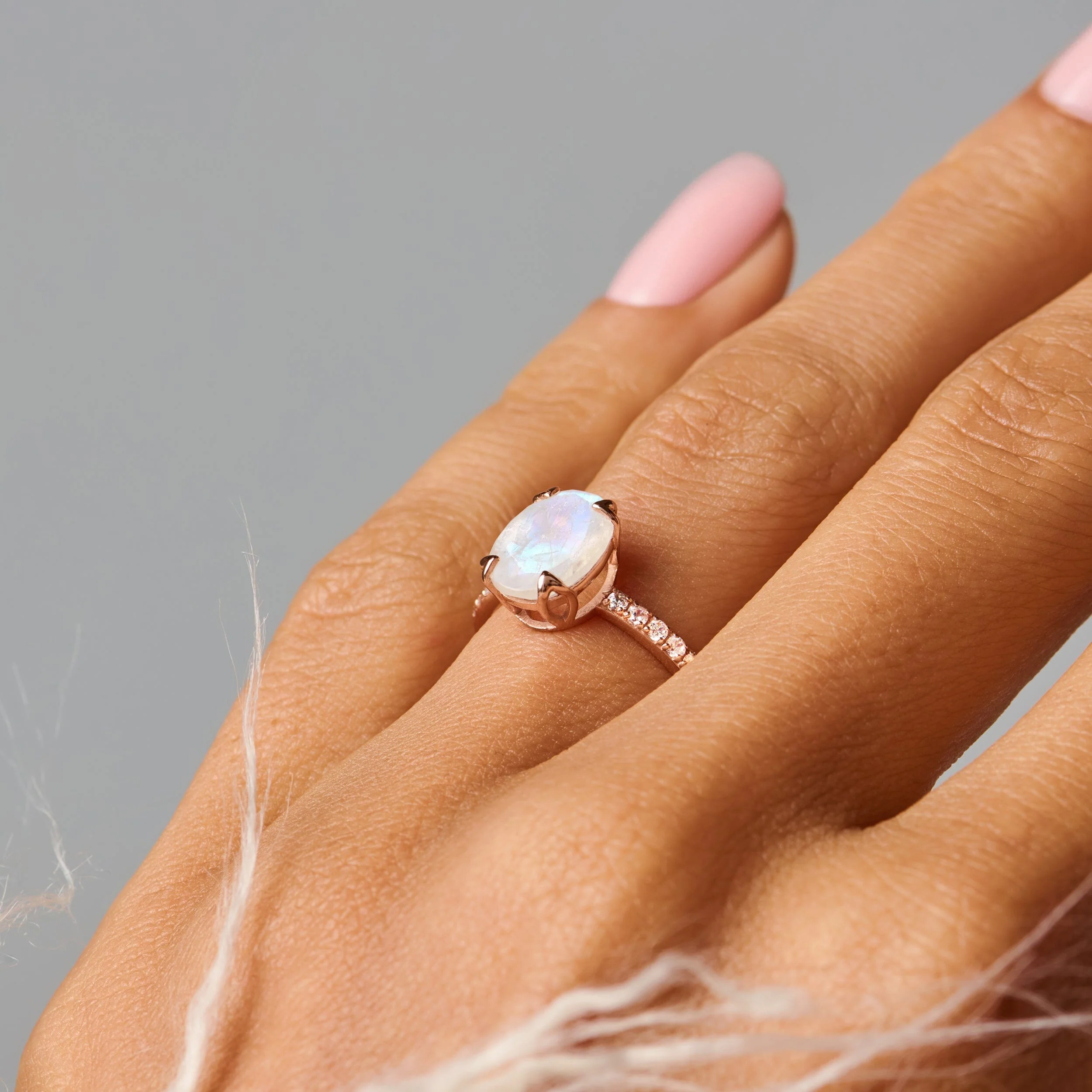 Fine Moonstone Lab Diamond Ring - Harlow - Image 12