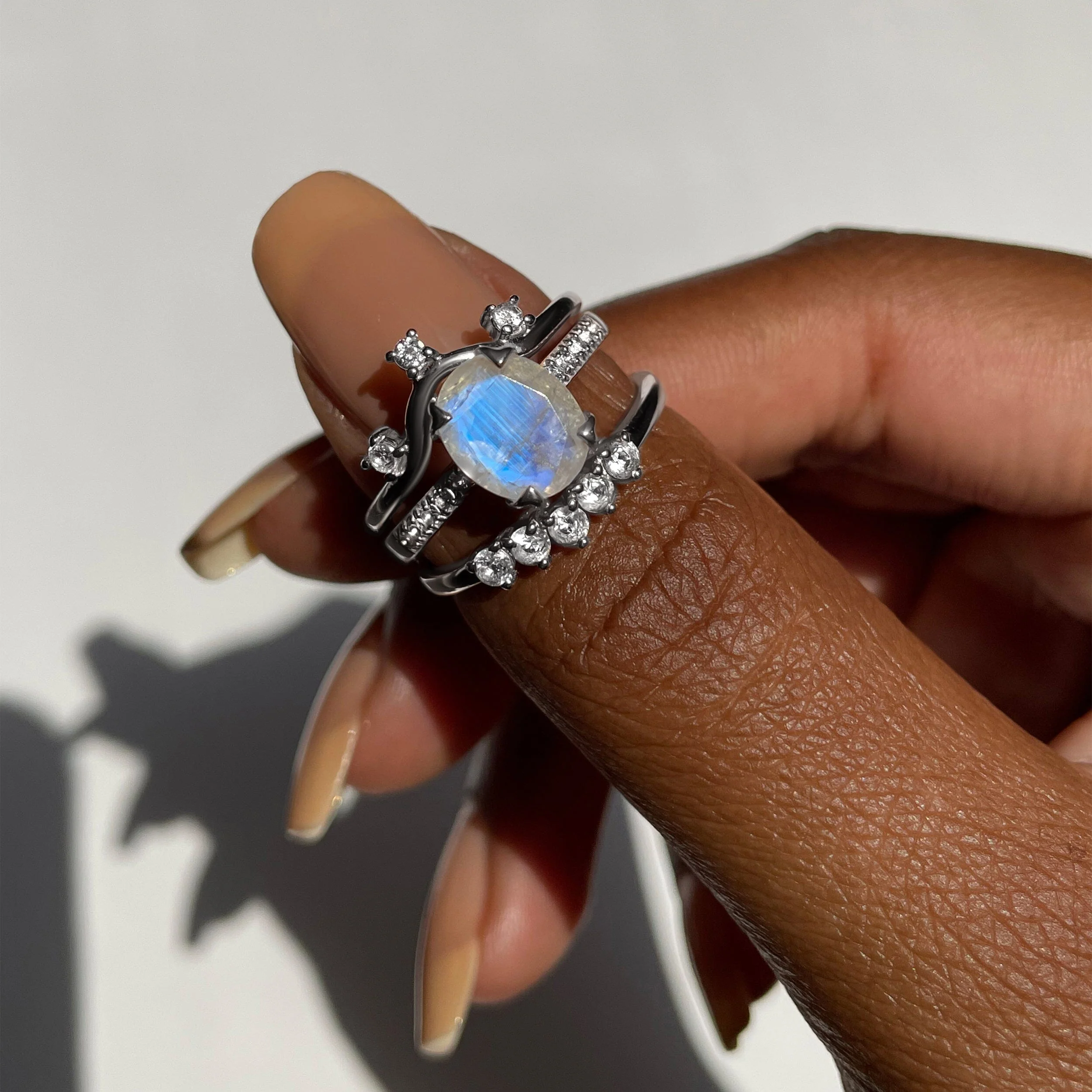 Fine Moonstone Lab Diamond Ring - Harlow - Image 14