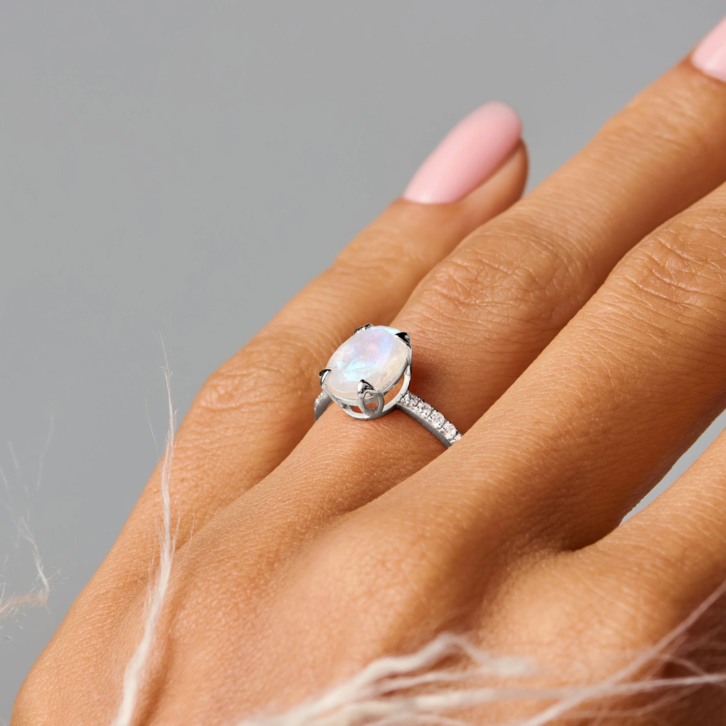 Fine Moonstone Lab Diamond Ring - Harlow - Image 17