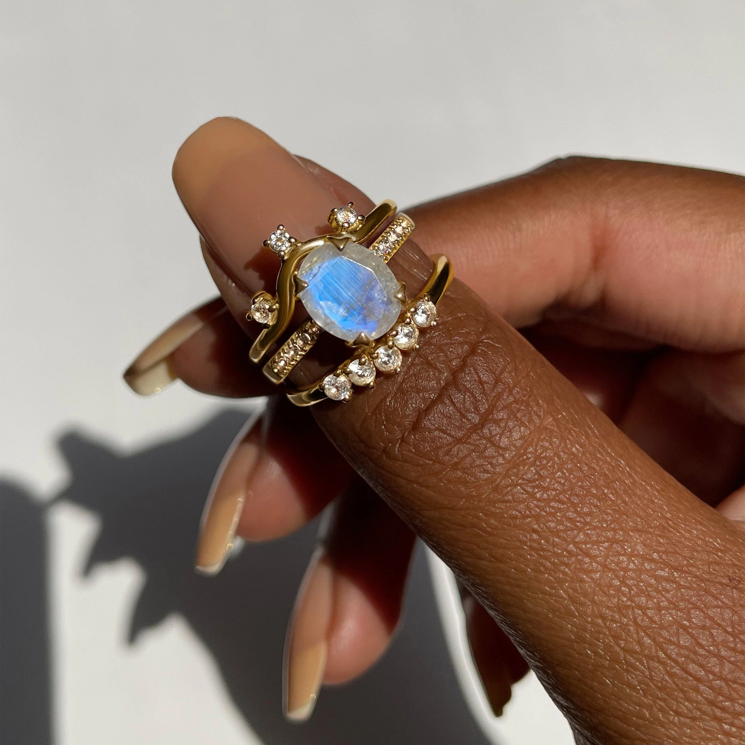 Fine Moonstone Lab Diamond Ring - Harlow - Image 19