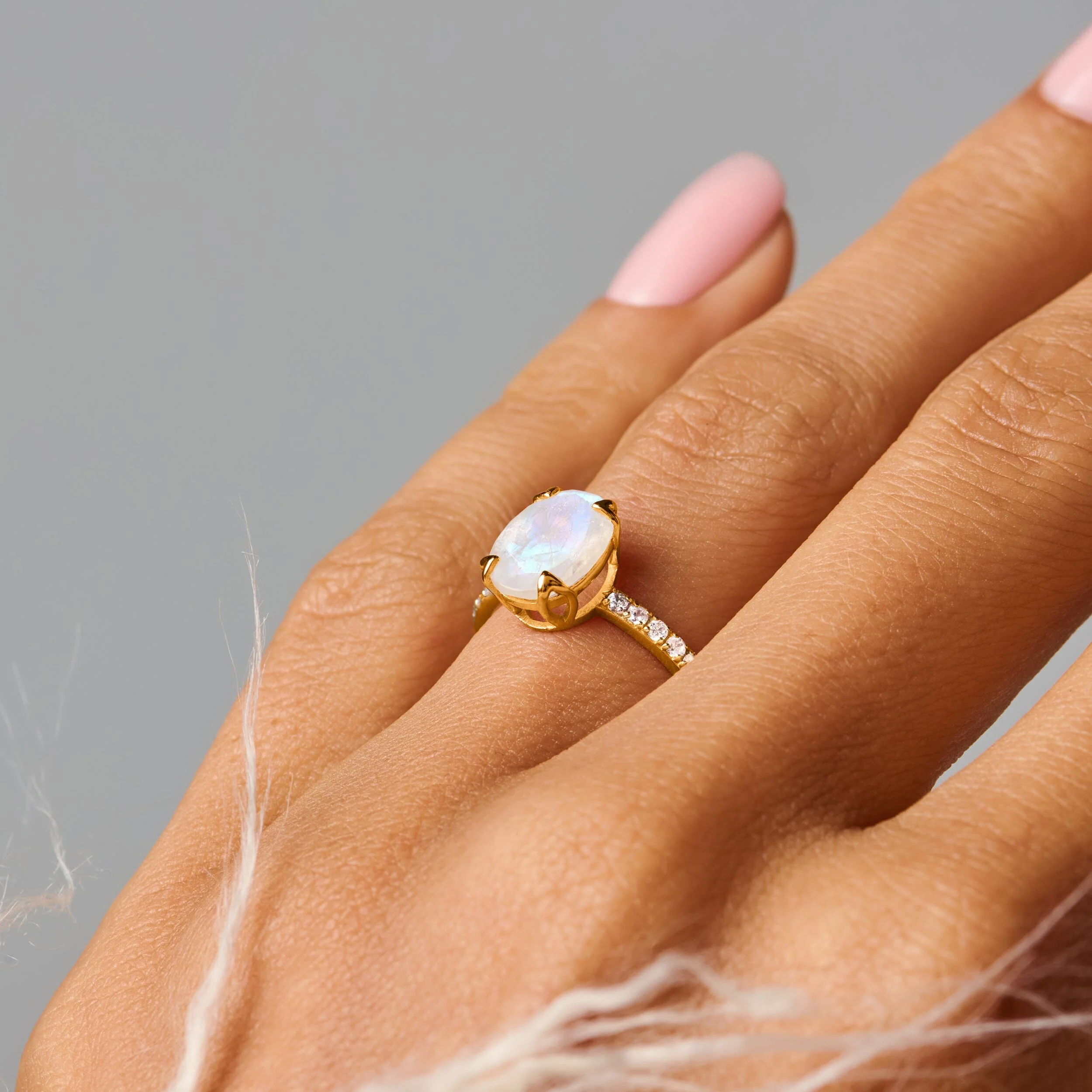 Fine Moonstone Lab Diamond Ring - Harlow - Image 22