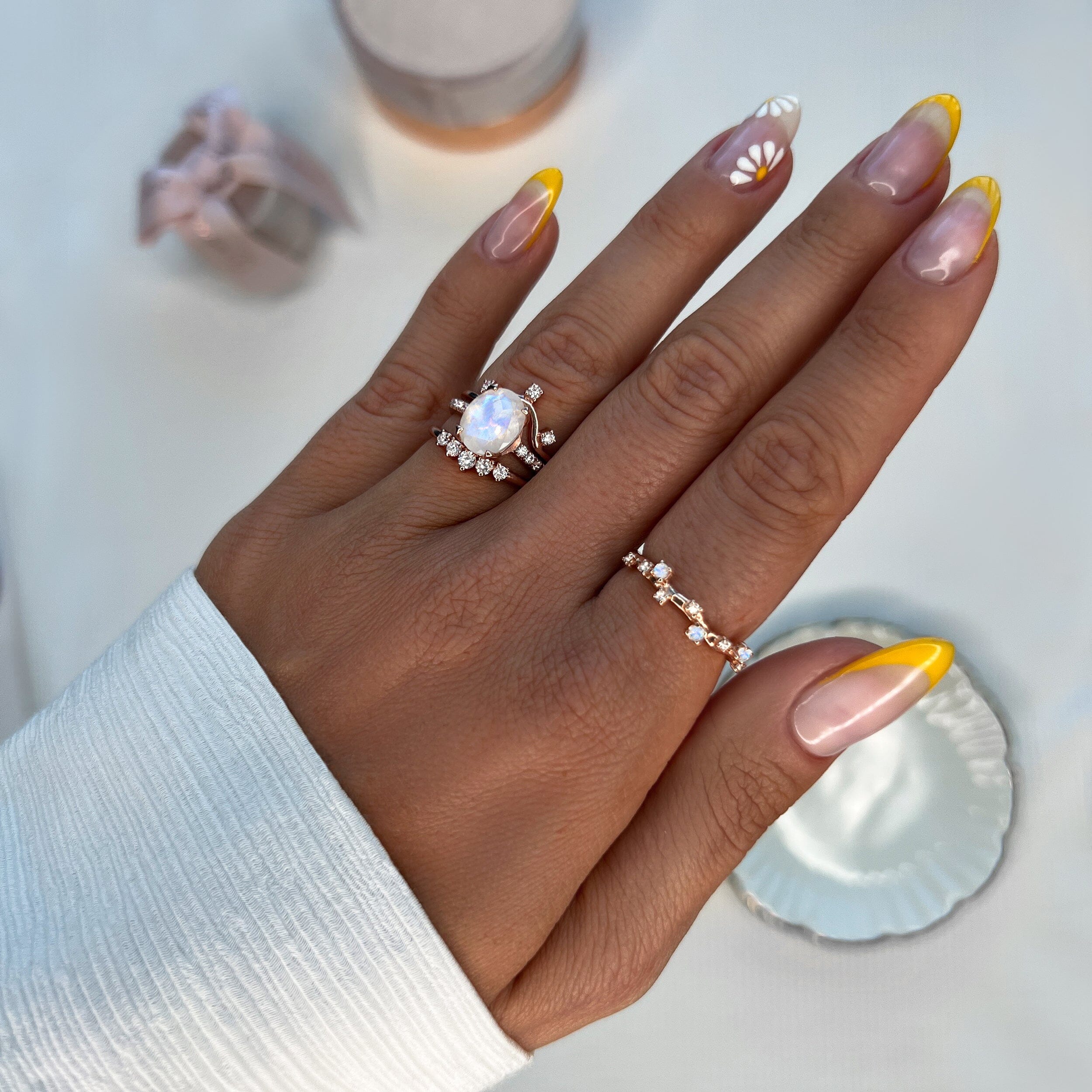 Fine Moonstone Lab Diamond Ring - Harlow - Image 23