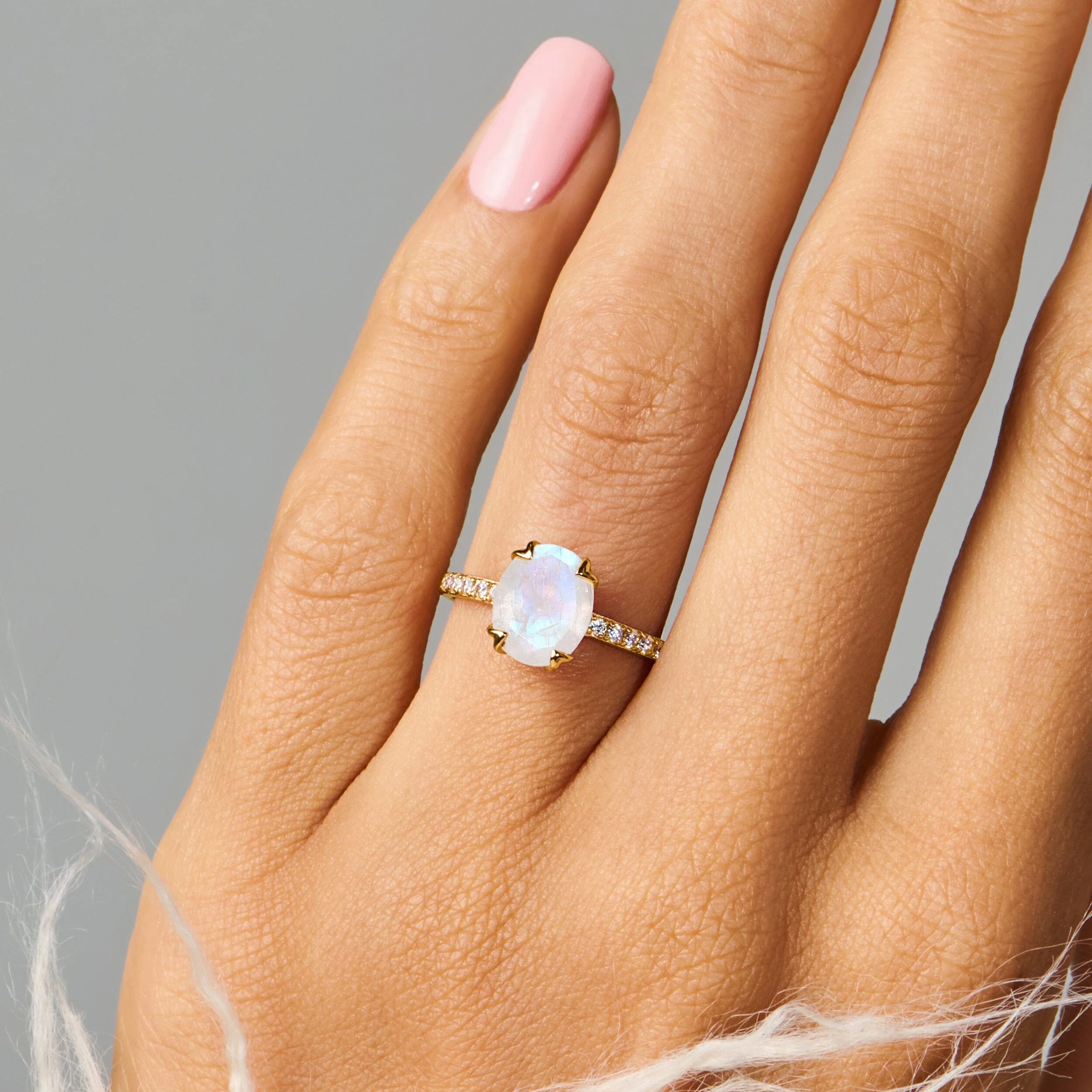 Fine Moonstone Lab Diamond Ring - Harlow - Image 28
