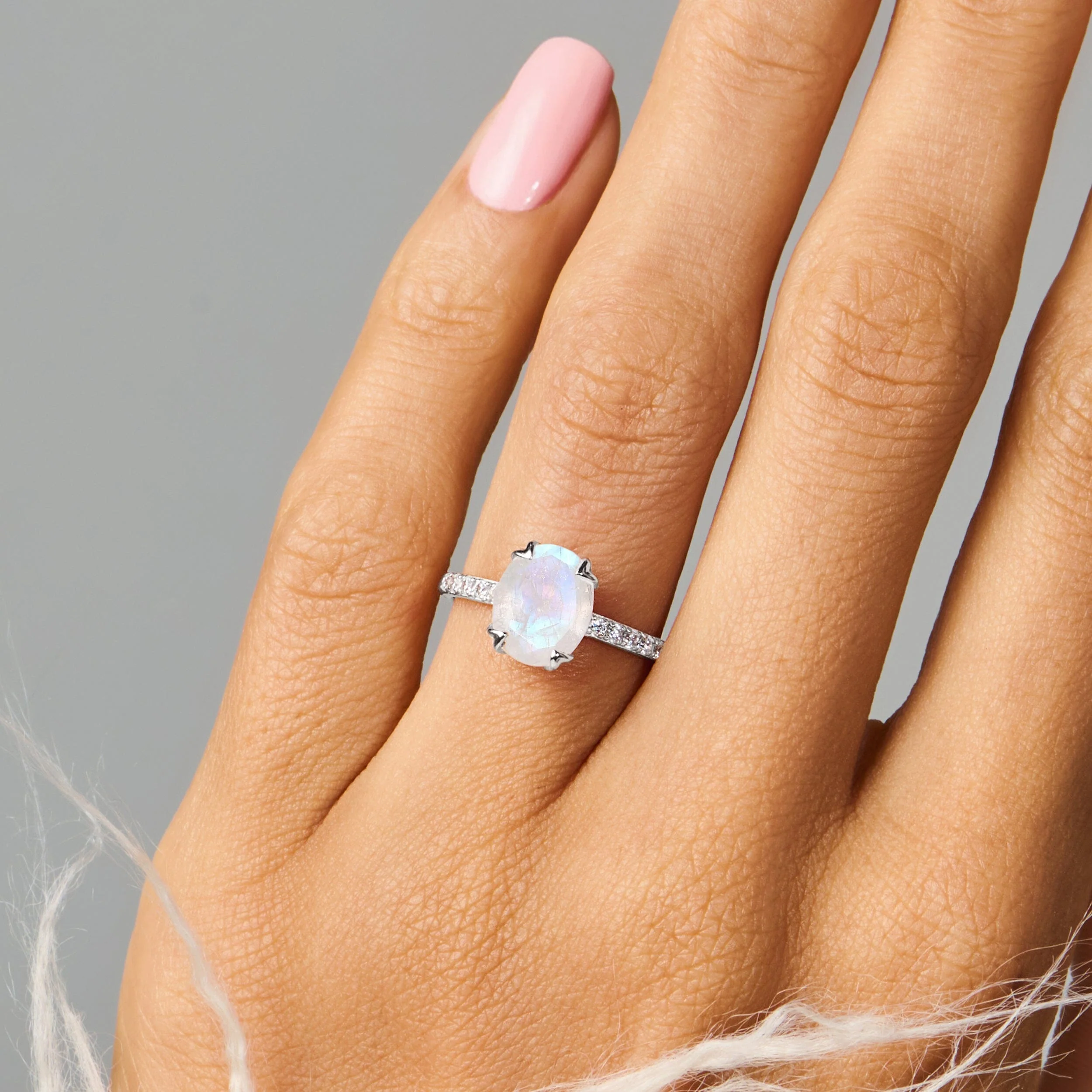 Fine Moonstone Lab Diamond Ring - Harlow - Image 4
