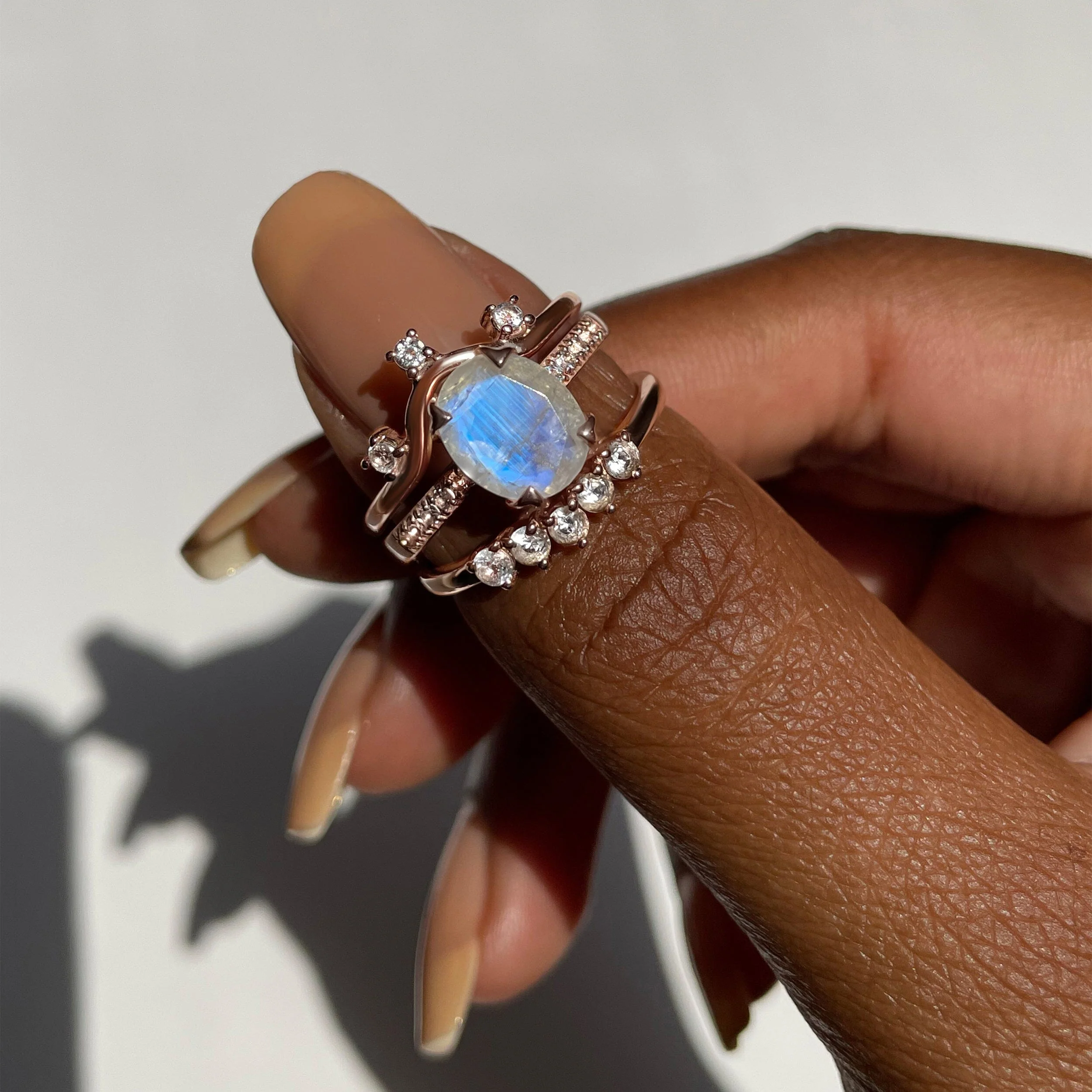 Fine Moonstone Lab Diamond Ring - Harlow - Image 9