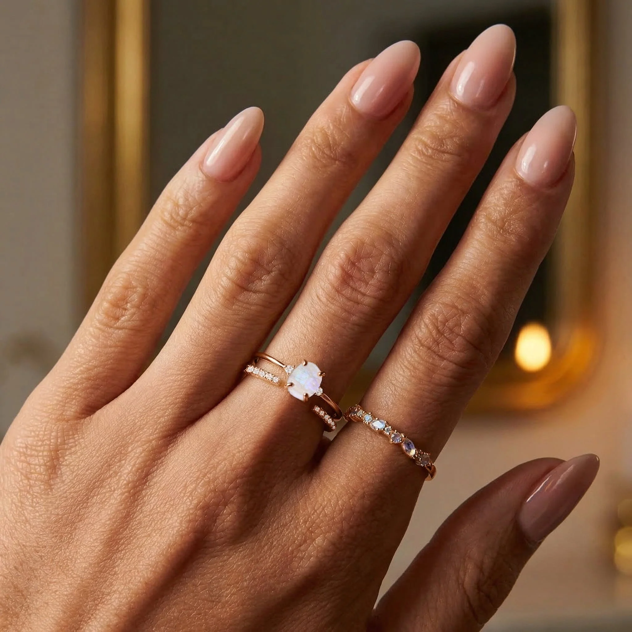 Fine Moonstone Lab Diamond Ring - Petite Allure - Image 14
