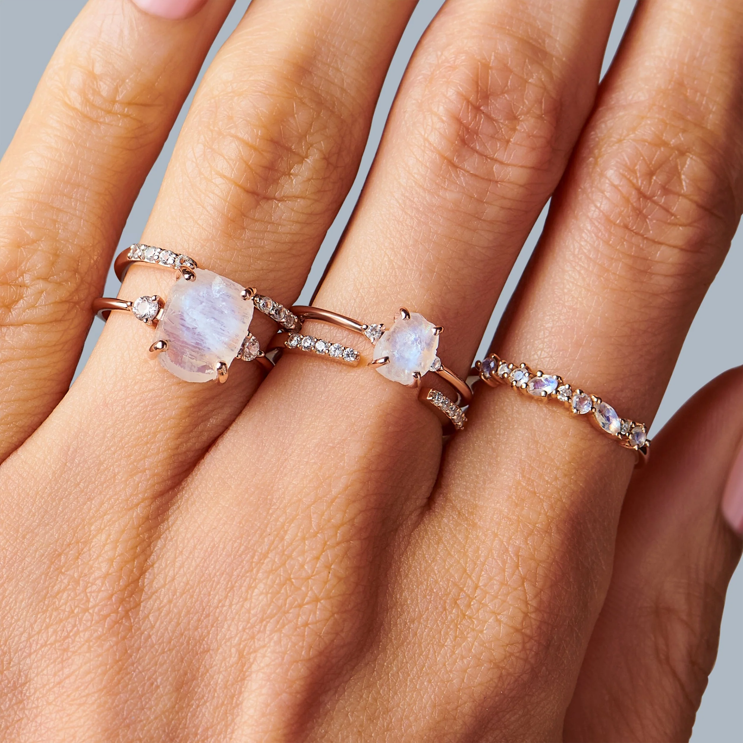 Fine Moonstone Lab Diamond Ring - Petite Allure - Image 15