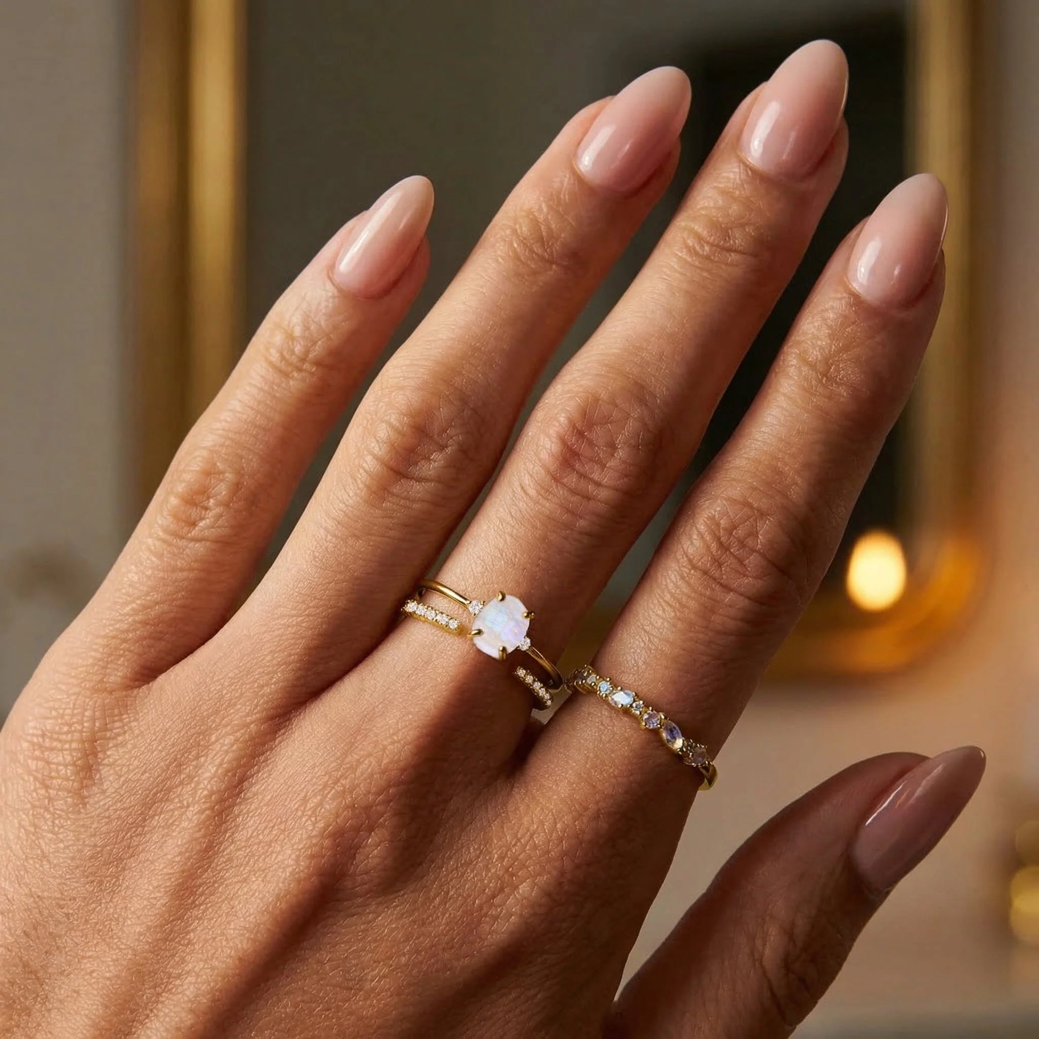 Fine Moonstone Lab Diamond Ring - Petite Allure - Image 16