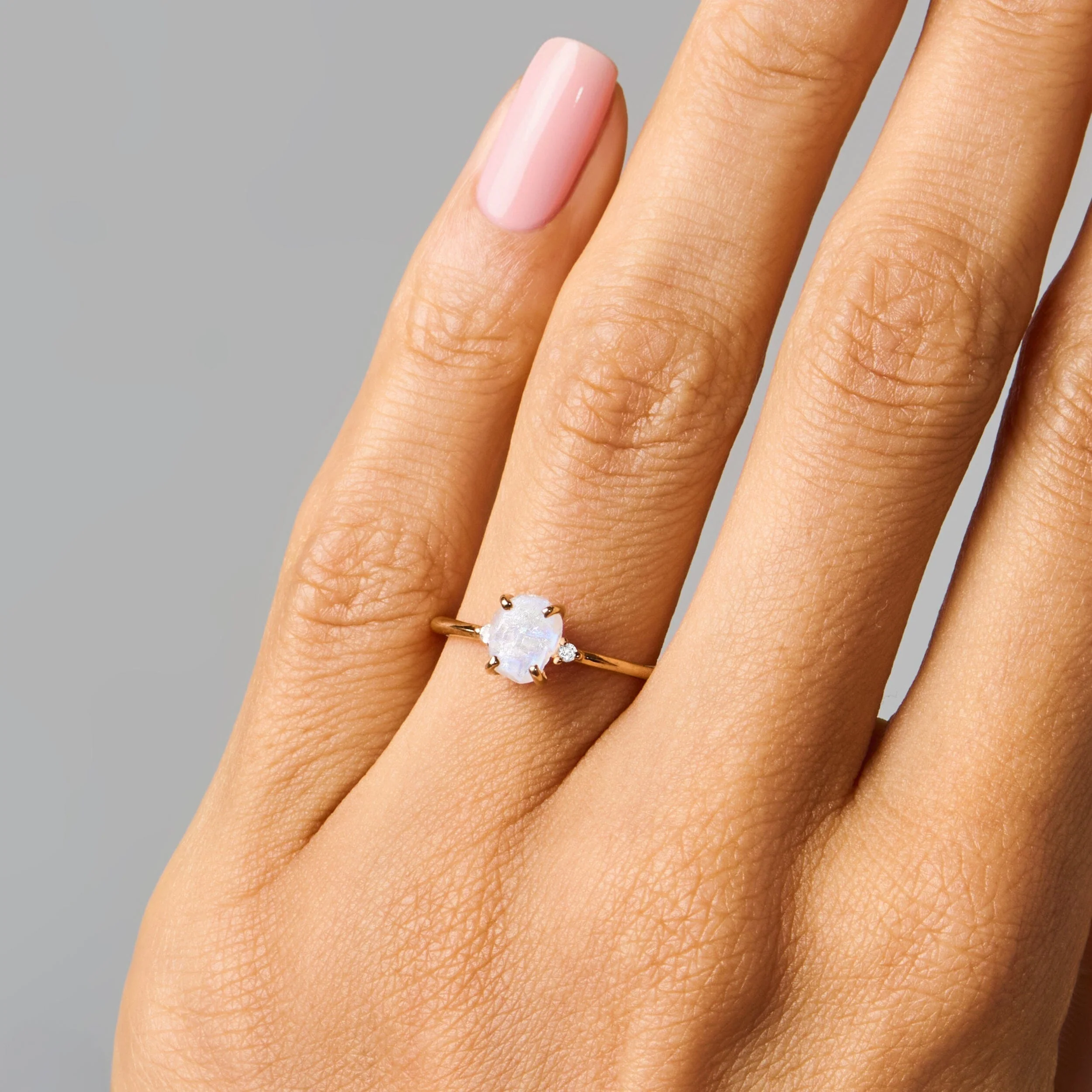Fine Moonstone Lab Diamond Ring - Petite Allure - Image 22