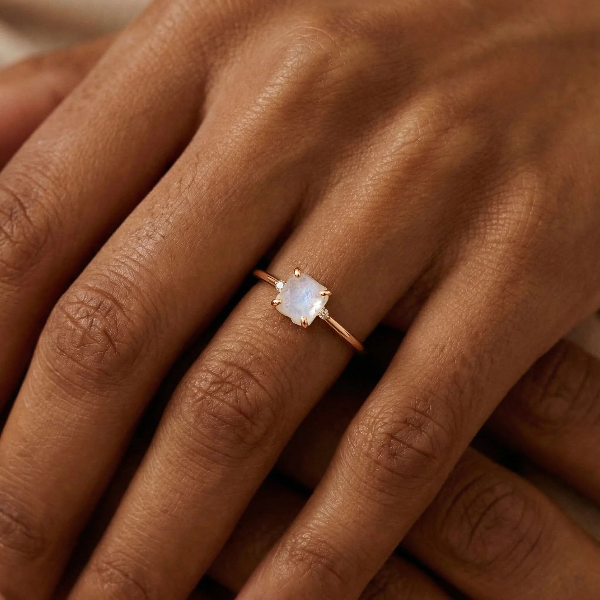 Fine Moonstone Lab Diamond Ring - Petite Allure - Image 5