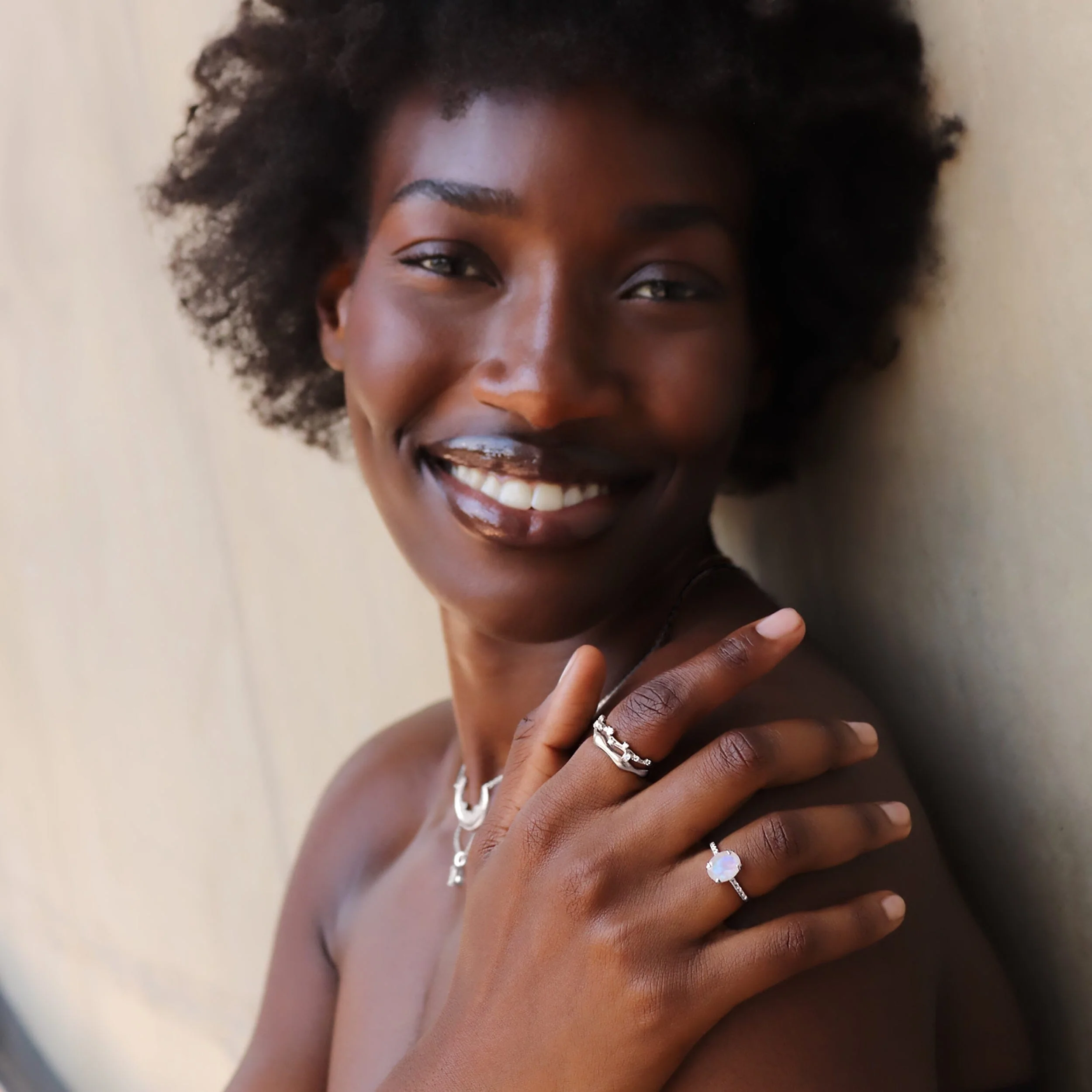 Fine Moonstone Lab Diamond Ring - Harlow - Image 15