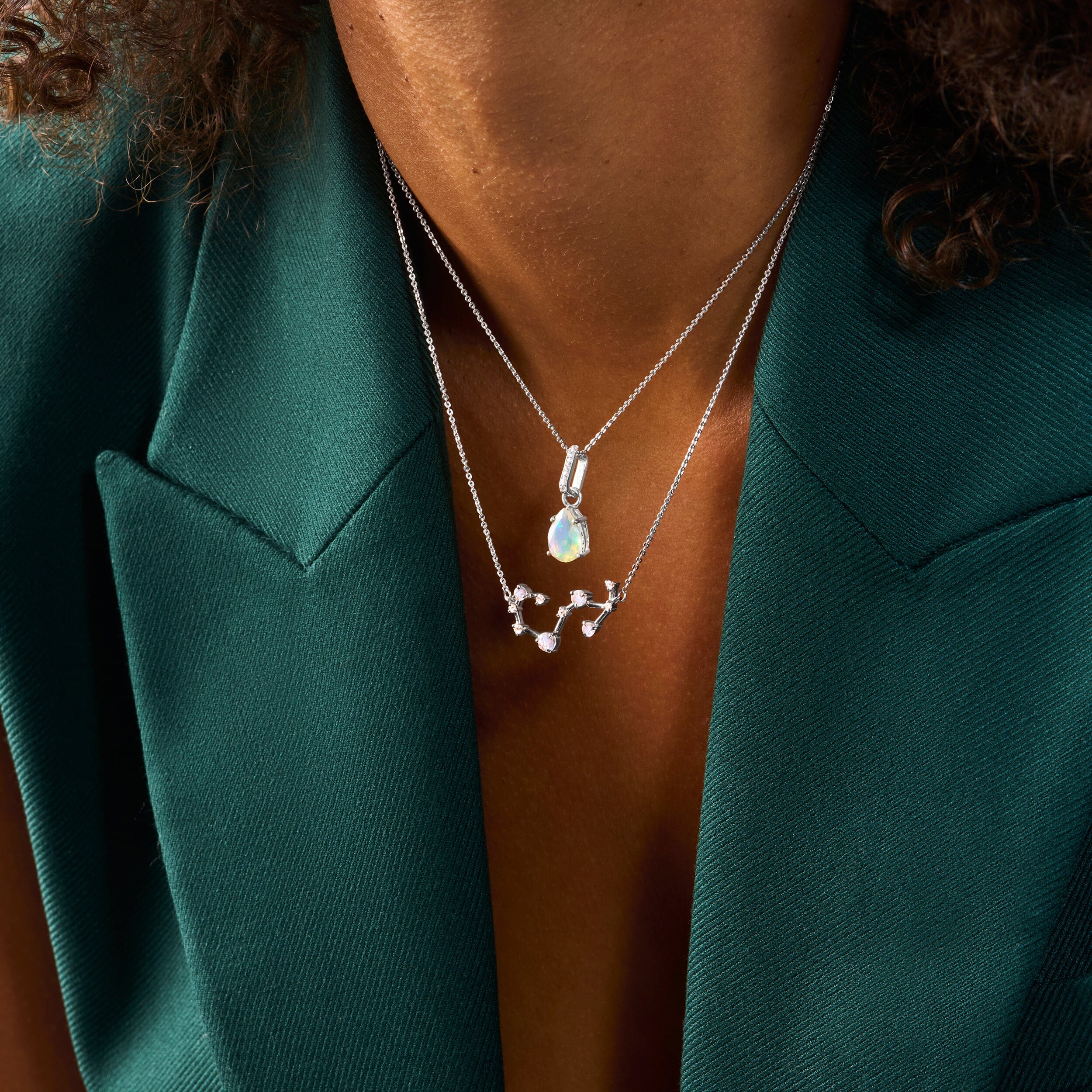Fine Opal Lab Diamond Necklace Sway - October Birthstone - Image 12