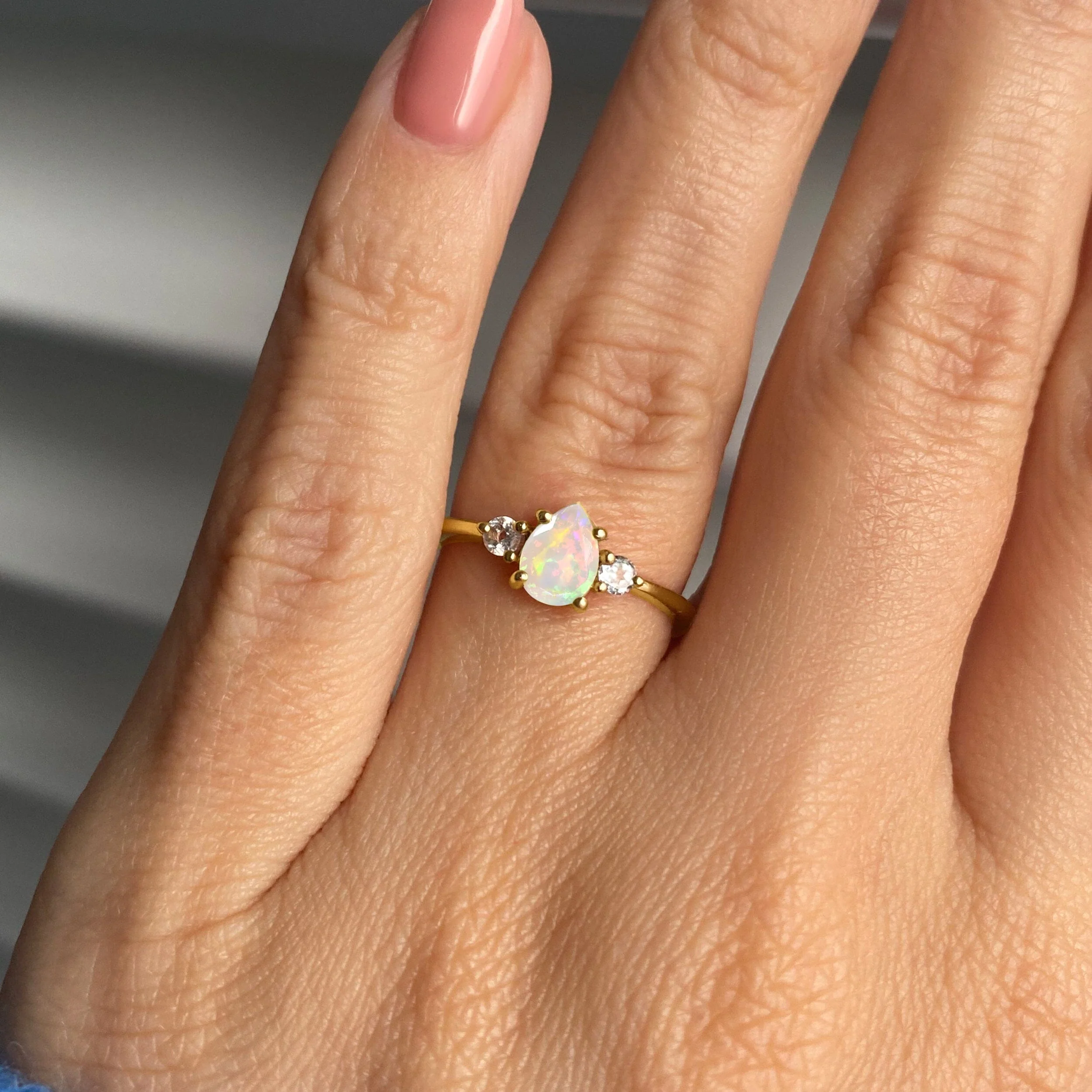 Fine Opal Lab Diamond Ring - Lania - Image 22