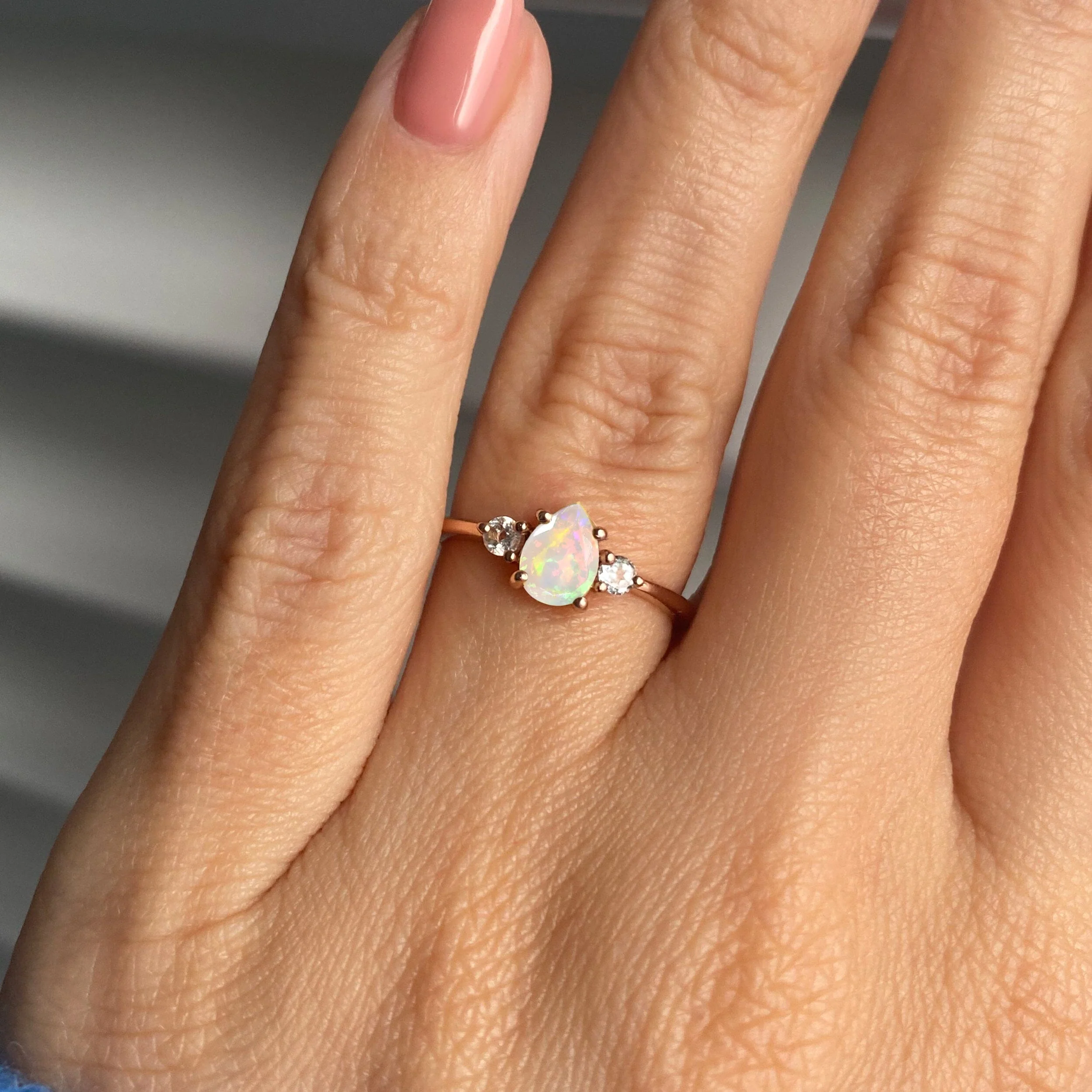 Fine Opal Lab Diamond Ring - Lania - Image 4