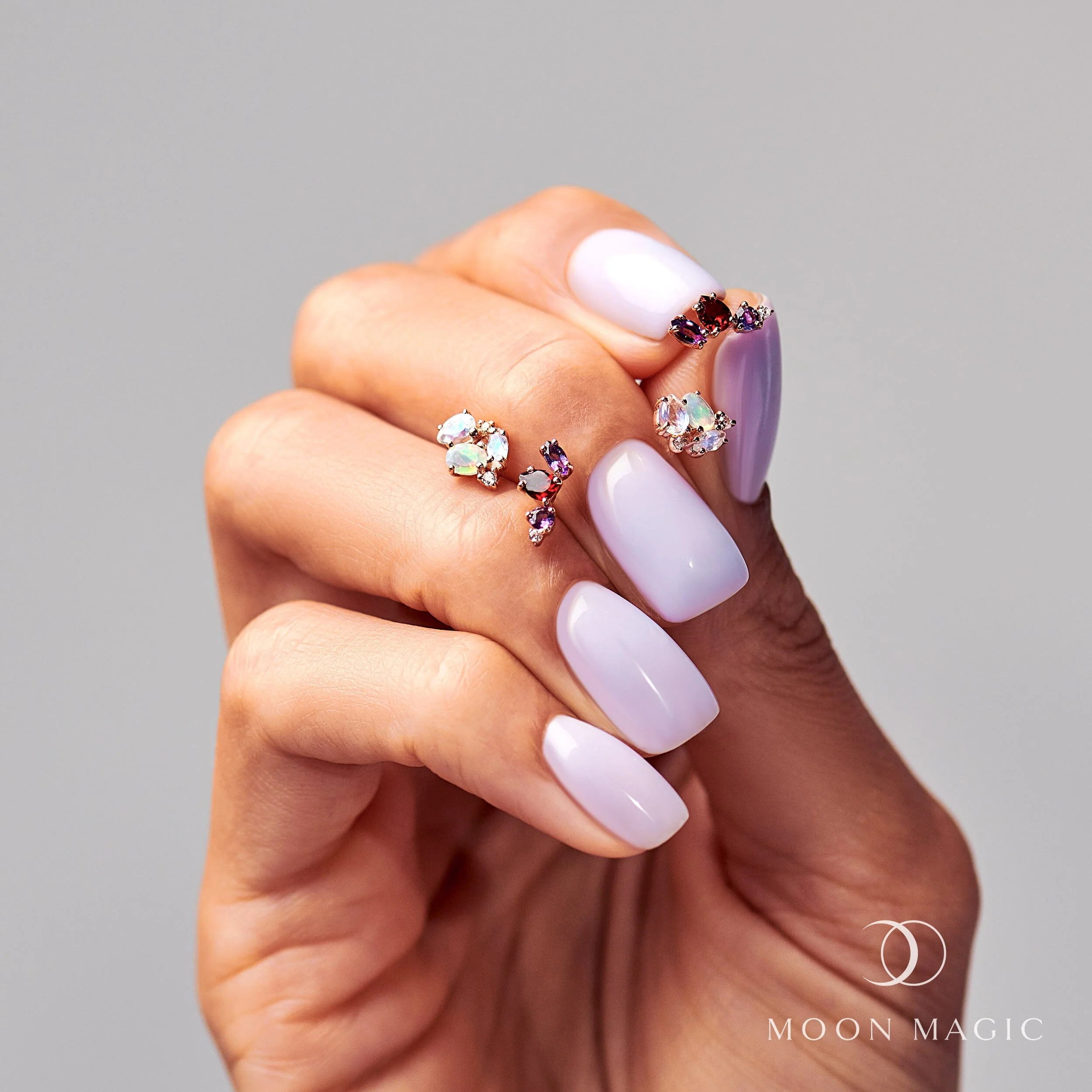Fine Opal Moonstone Lab Diamond Earrings - Orion - Image 15