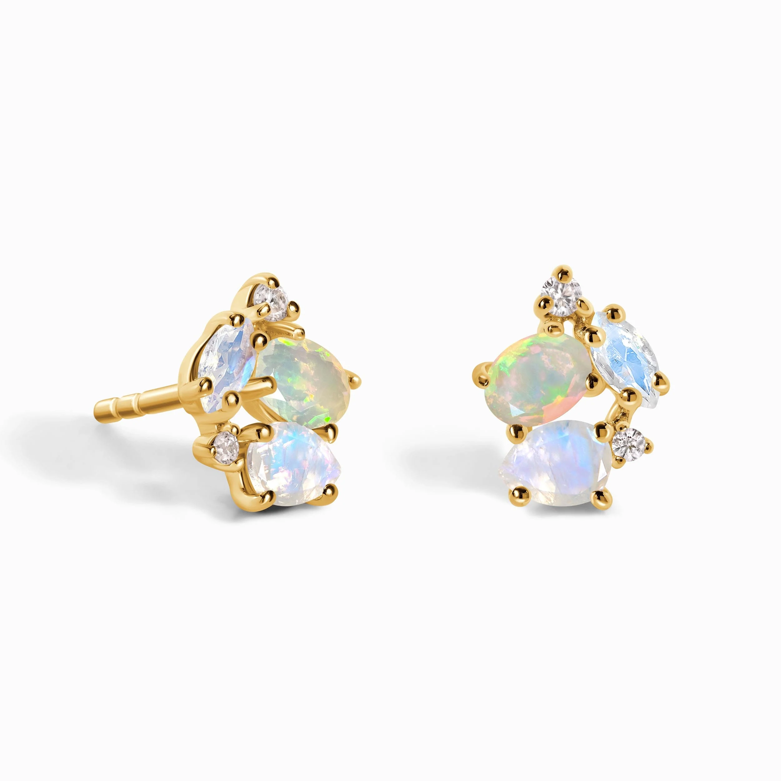 Fine Opal Moonstone Lab Diamond Earrings - Orion - Image 5