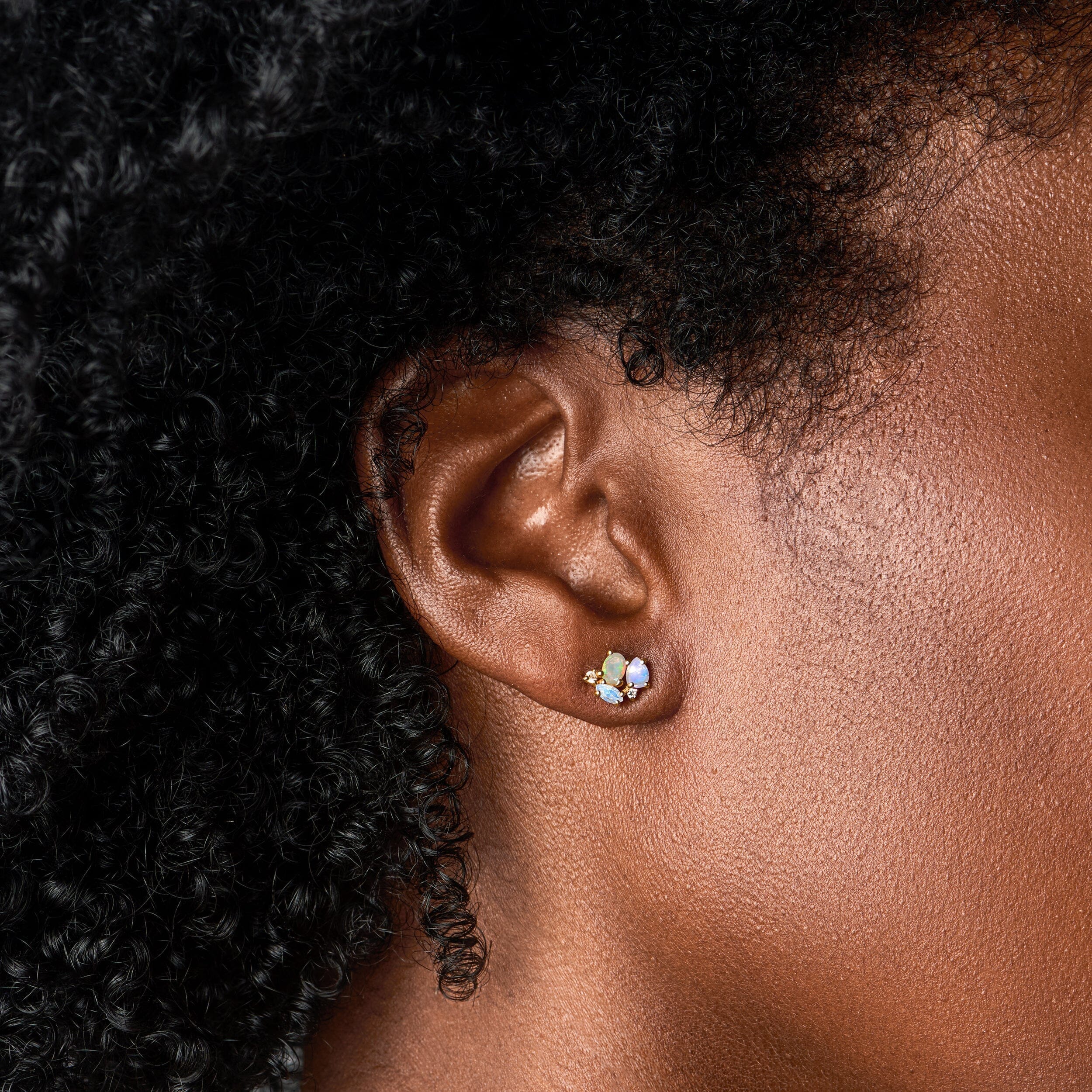 Fine Opal Moonstone Lab Diamond Earrings - Orion - Image 6