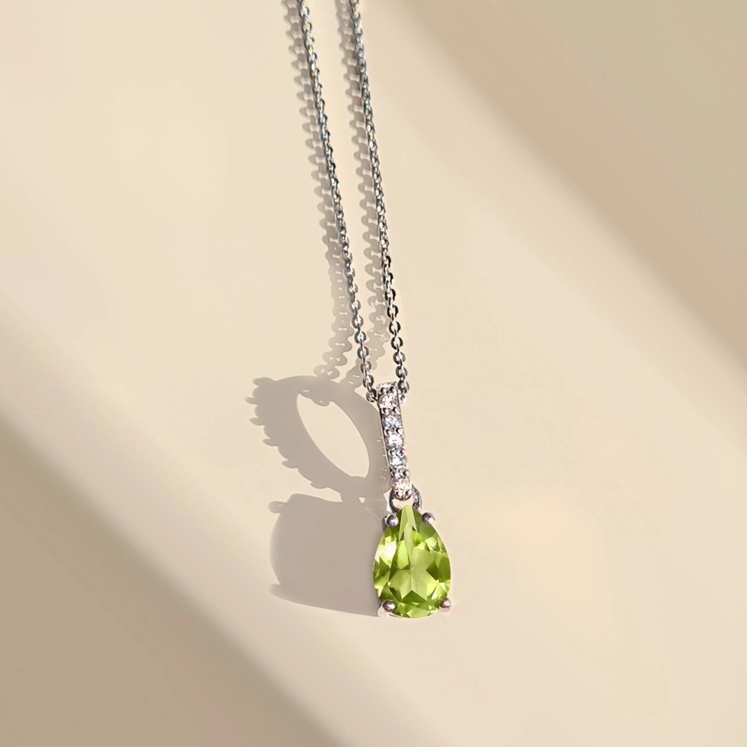 Fine Peridot Lab Diamond Necklace Sway - August Birthstone - Image 11