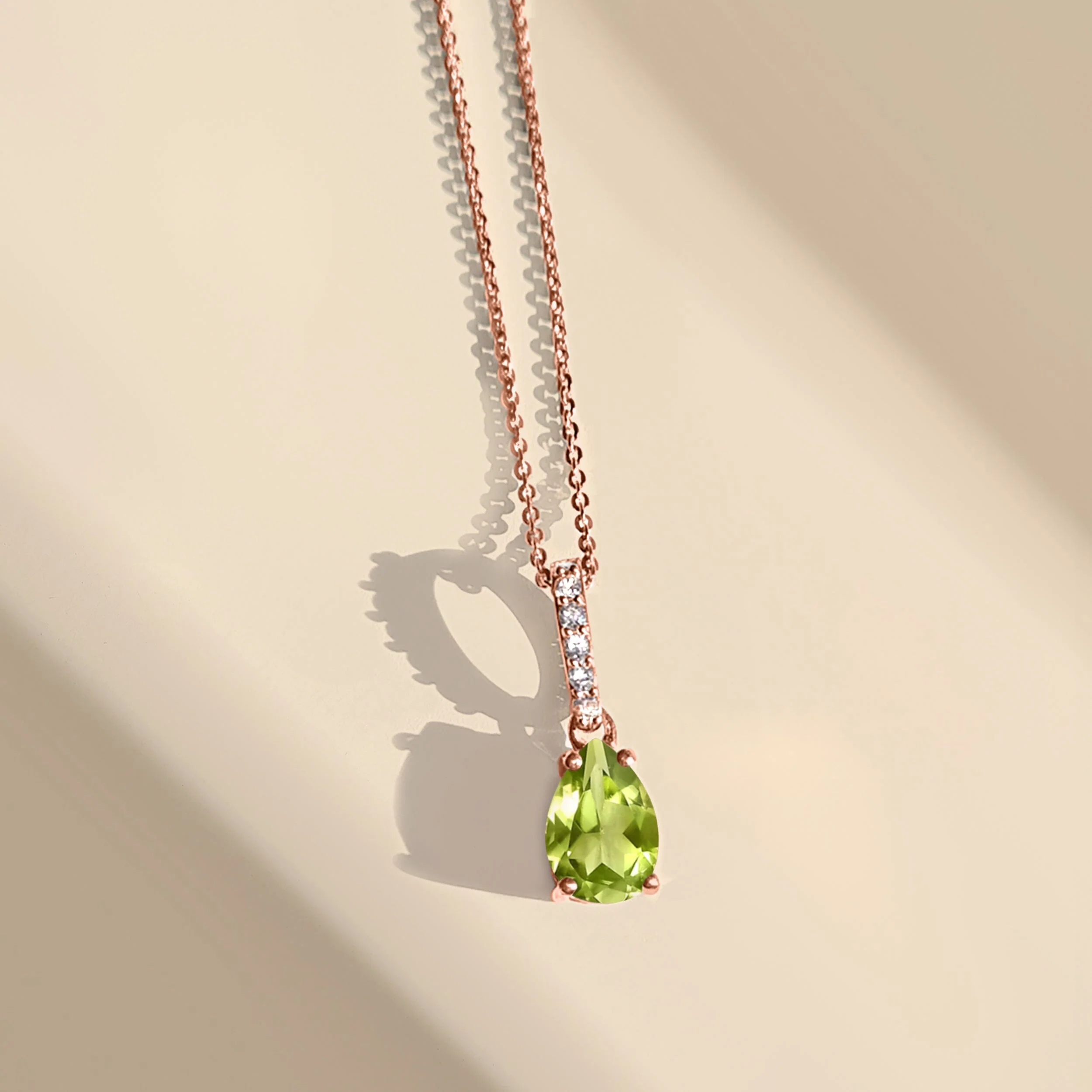 Fine Peridot Lab Diamond Necklace Sway - August Birthstone - Image 14