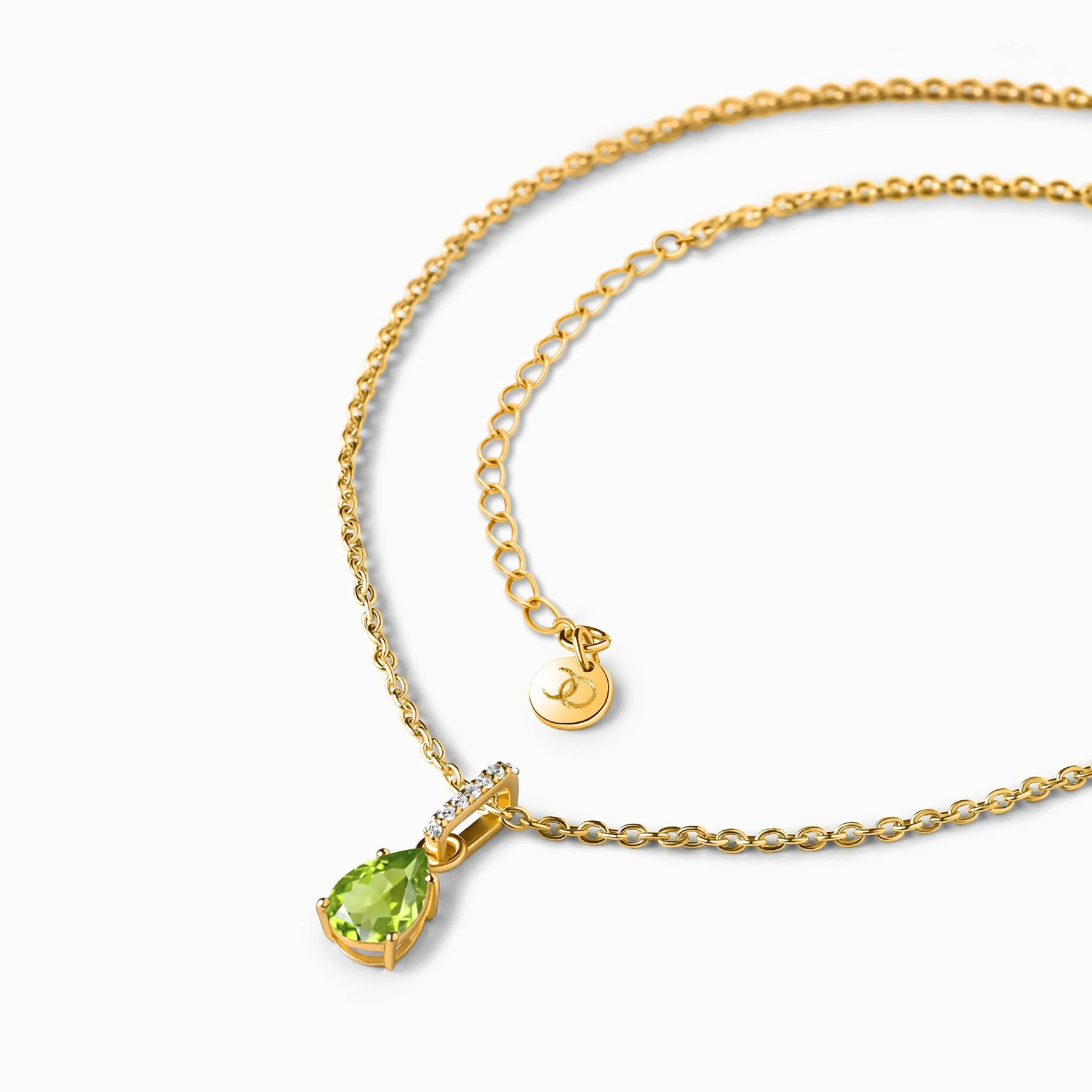 Fine Peridot Lab Diamond Necklace Sway - August Birthstone - Image 16