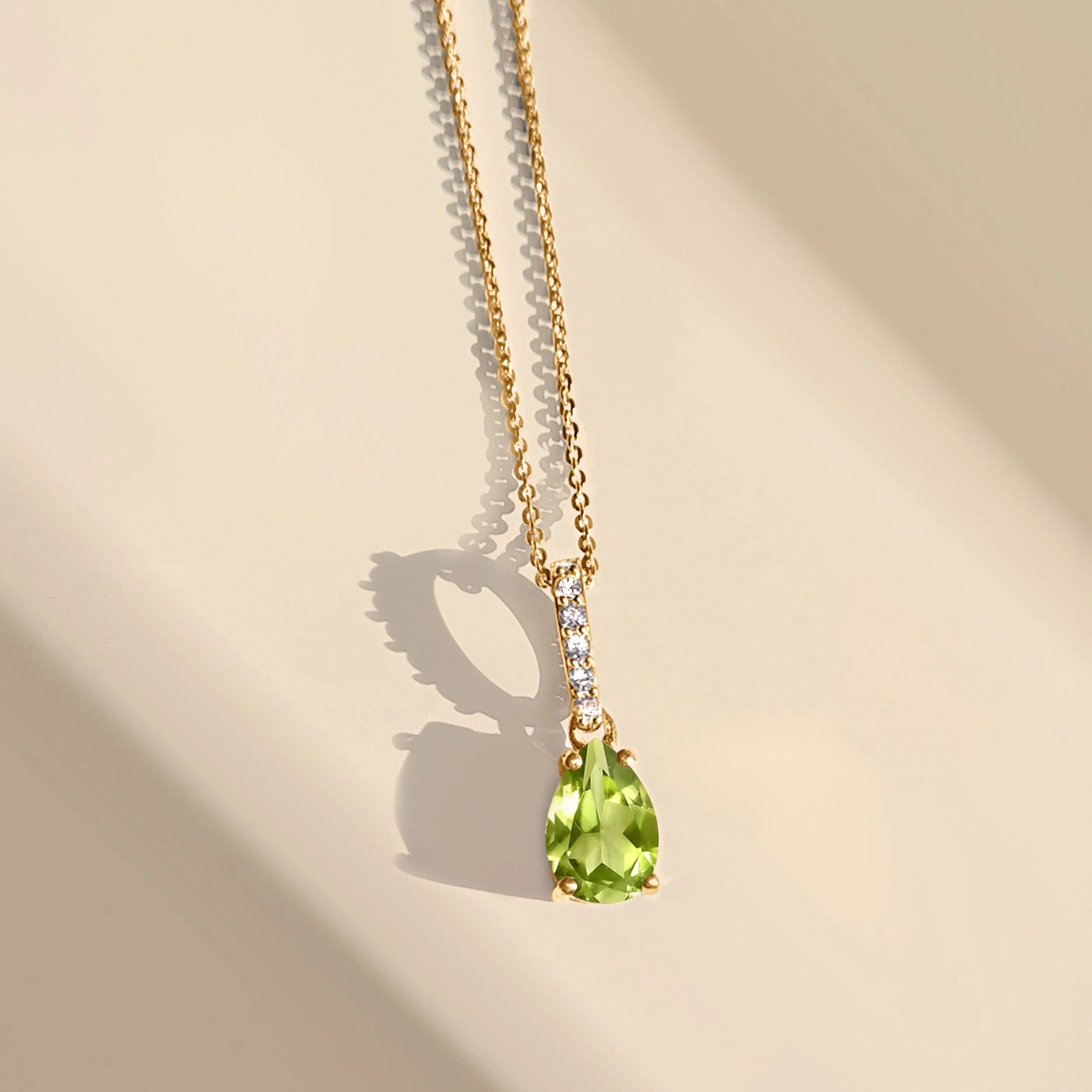 Fine Peridot Lab Diamond Necklace Sway - August Birthstone - Image 17