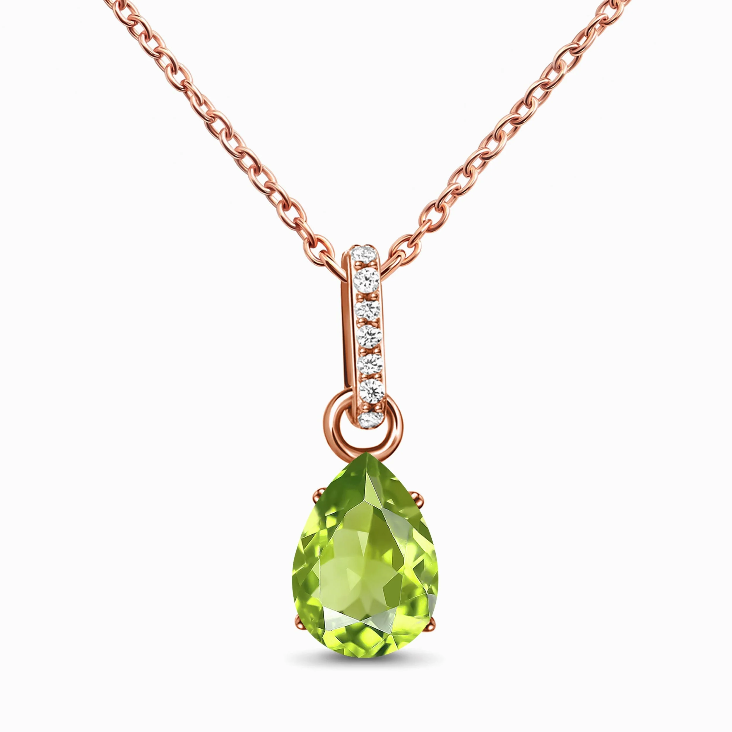 Fine Peridot Lab Diamond Necklace Sway - August Birthstone - Image 3