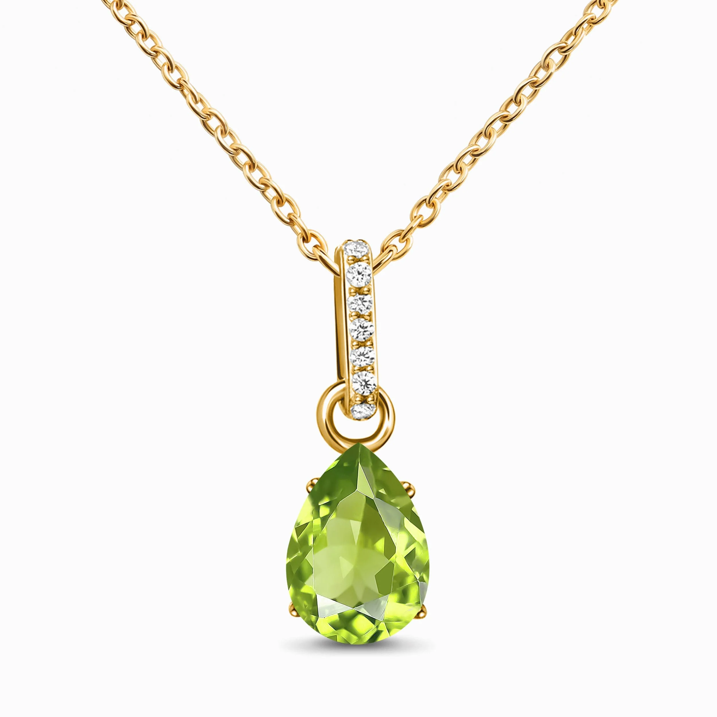 Fine Peridot Lab Diamond Necklace Sway - August Birthstone - Image 5
