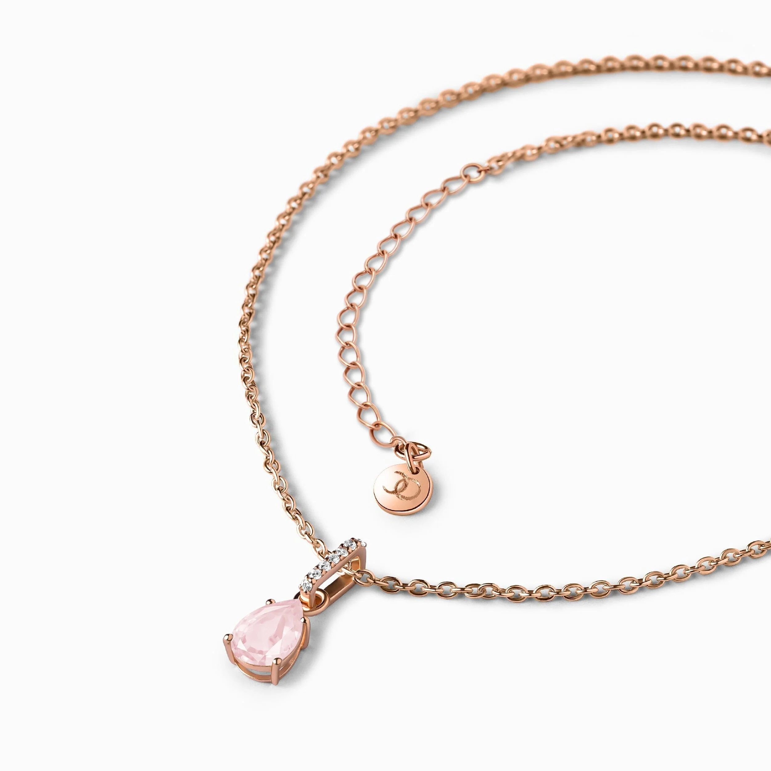 Fine Rose Quartz Lab Diamond Necklace - Sway - Image 10