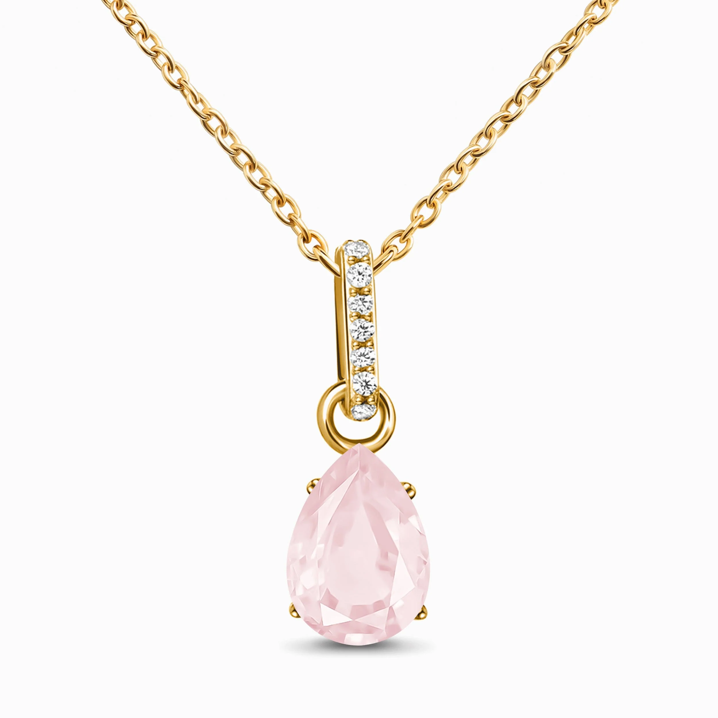 Fine Rose Quartz Lab Diamond Necklace - Sway - Image 5