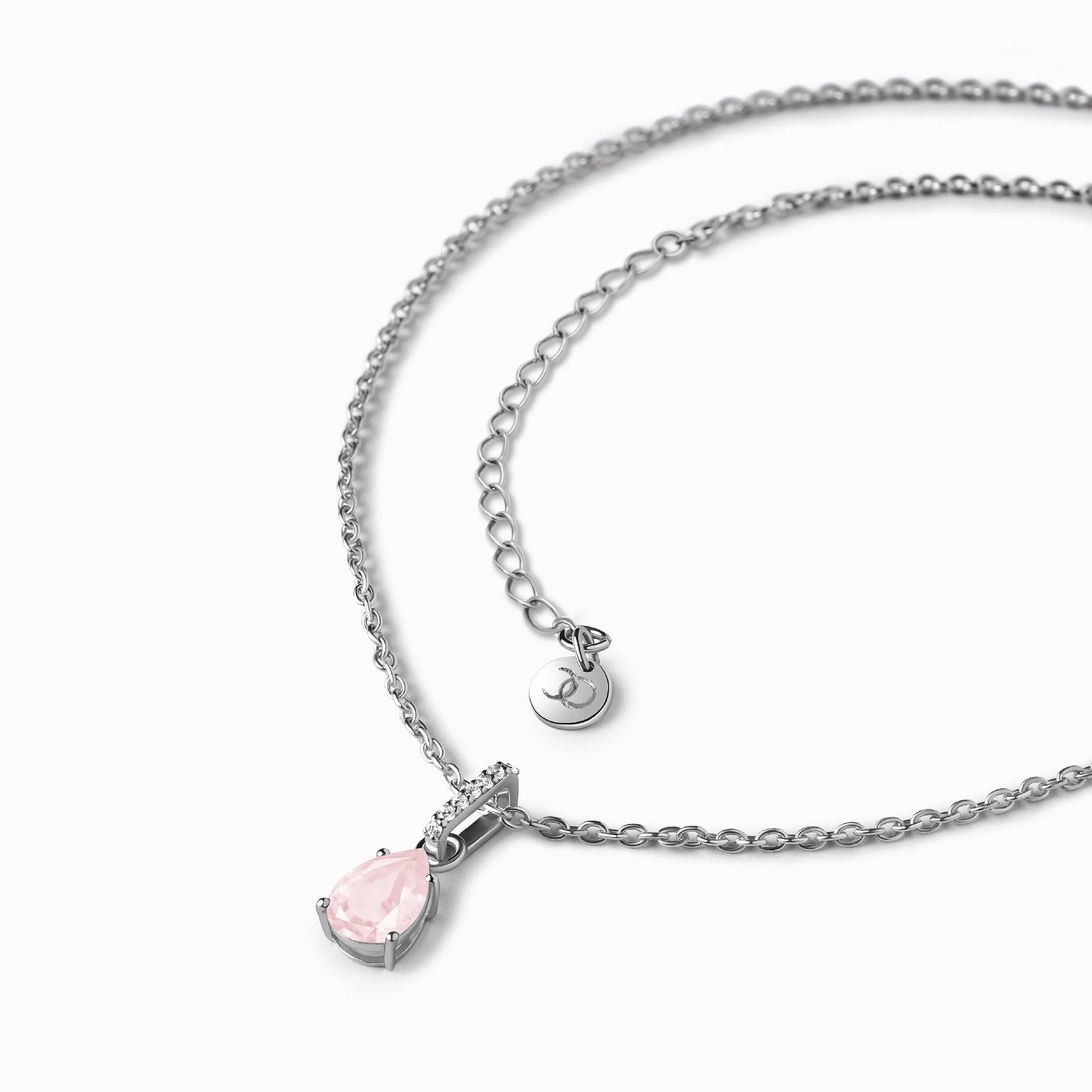 Fine Rose Quartz Lab Diamond Necklace - Sway - Image 9