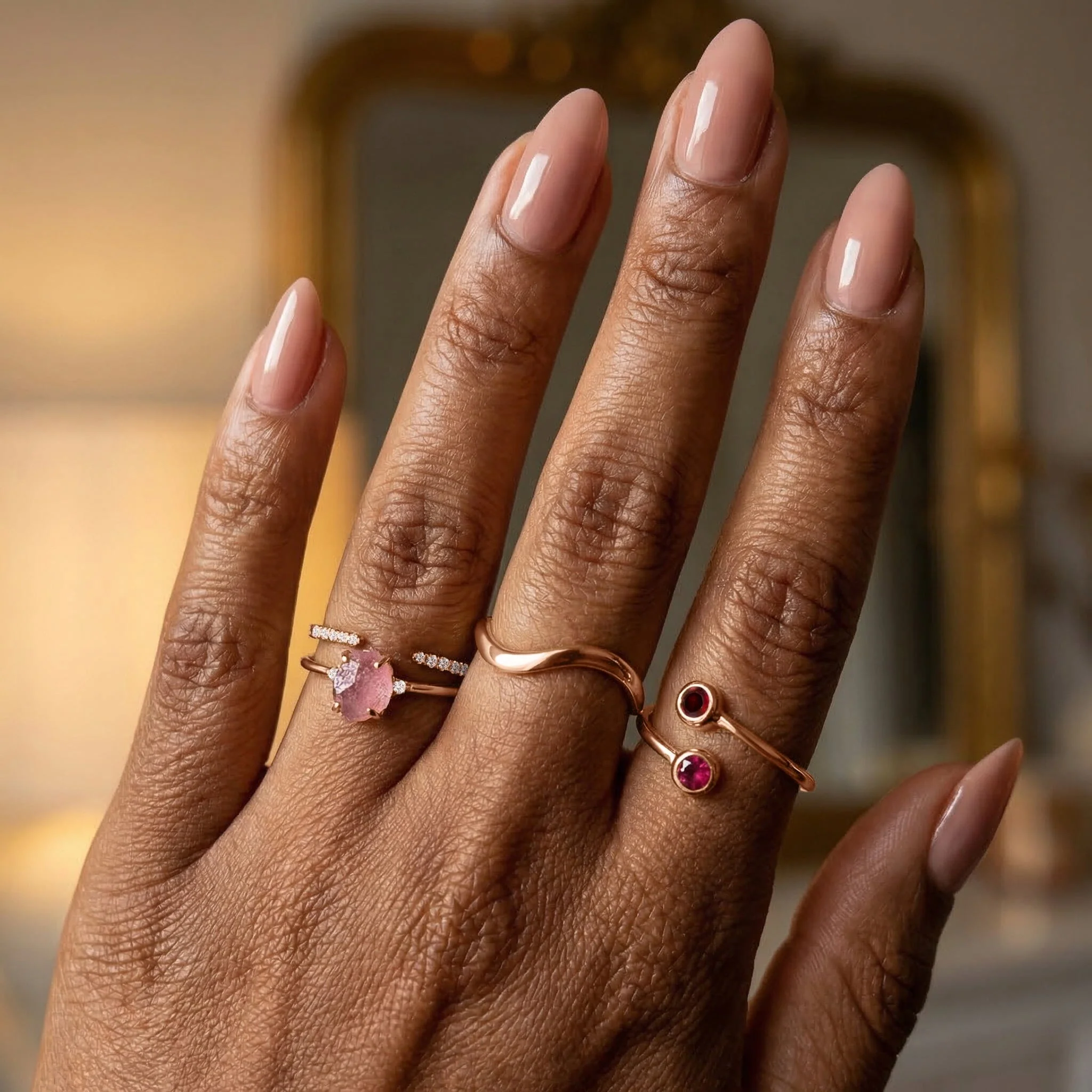 Fine Rose Quartz Lab Diamond Ring - Petite Allure - Image 10
