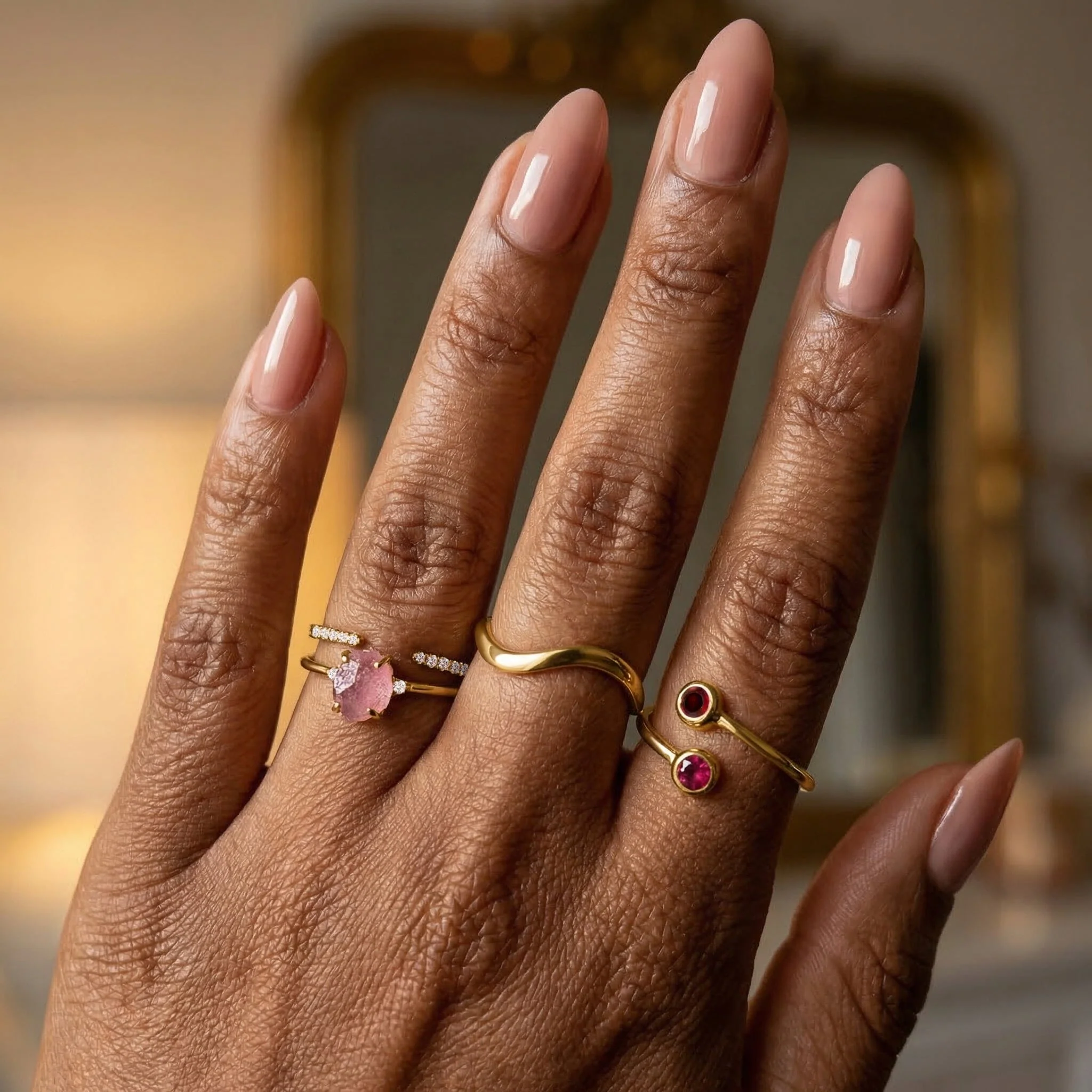 Fine Rose Quartz Lab Diamond Ring - Petite Allure - Image 11