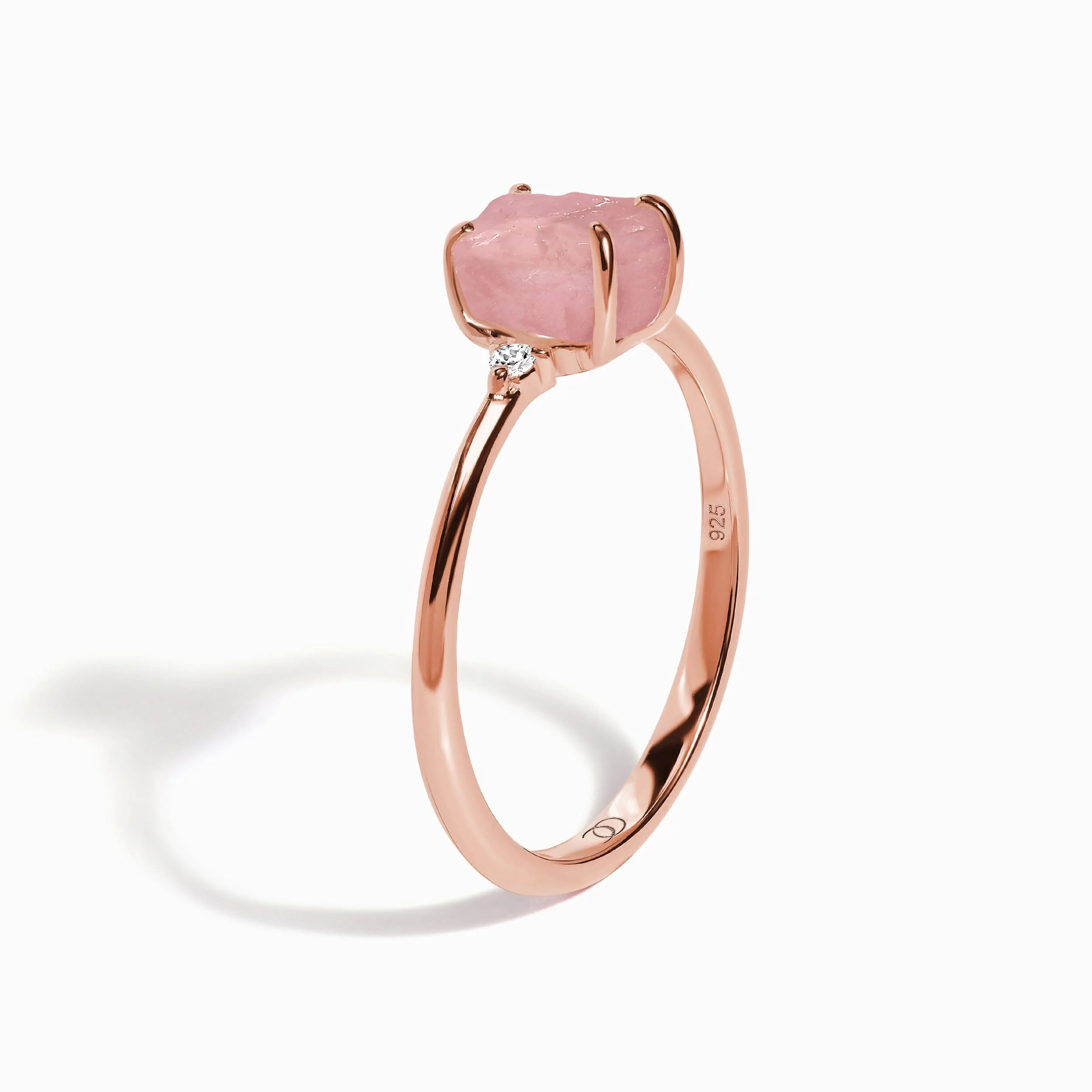 Fine Rose Quartz Lab Diamond Ring - Petite Allure - Image 13