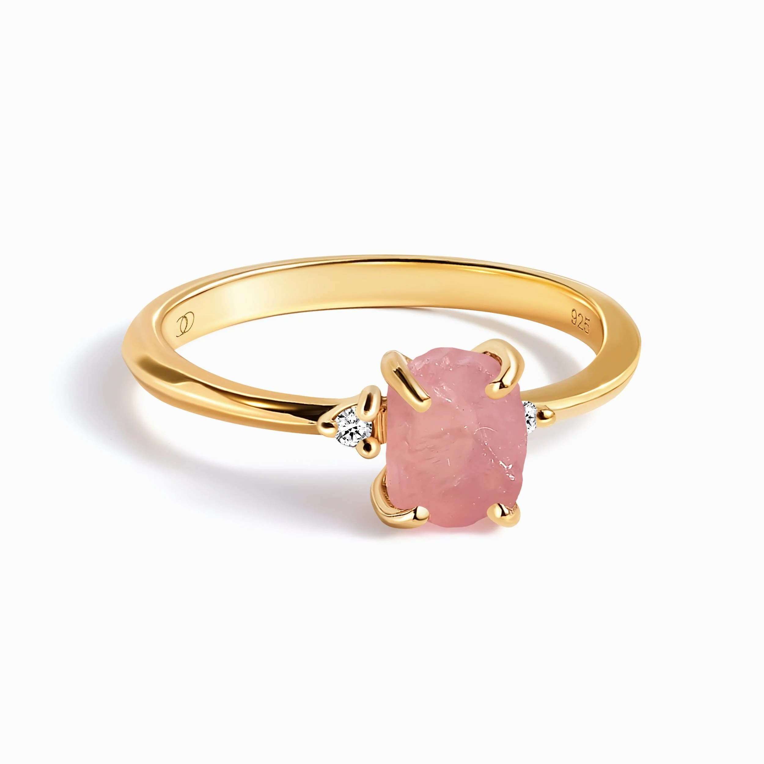 Fine Rose Quartz Lab Diamond Ring - Petite Allure - Image 3