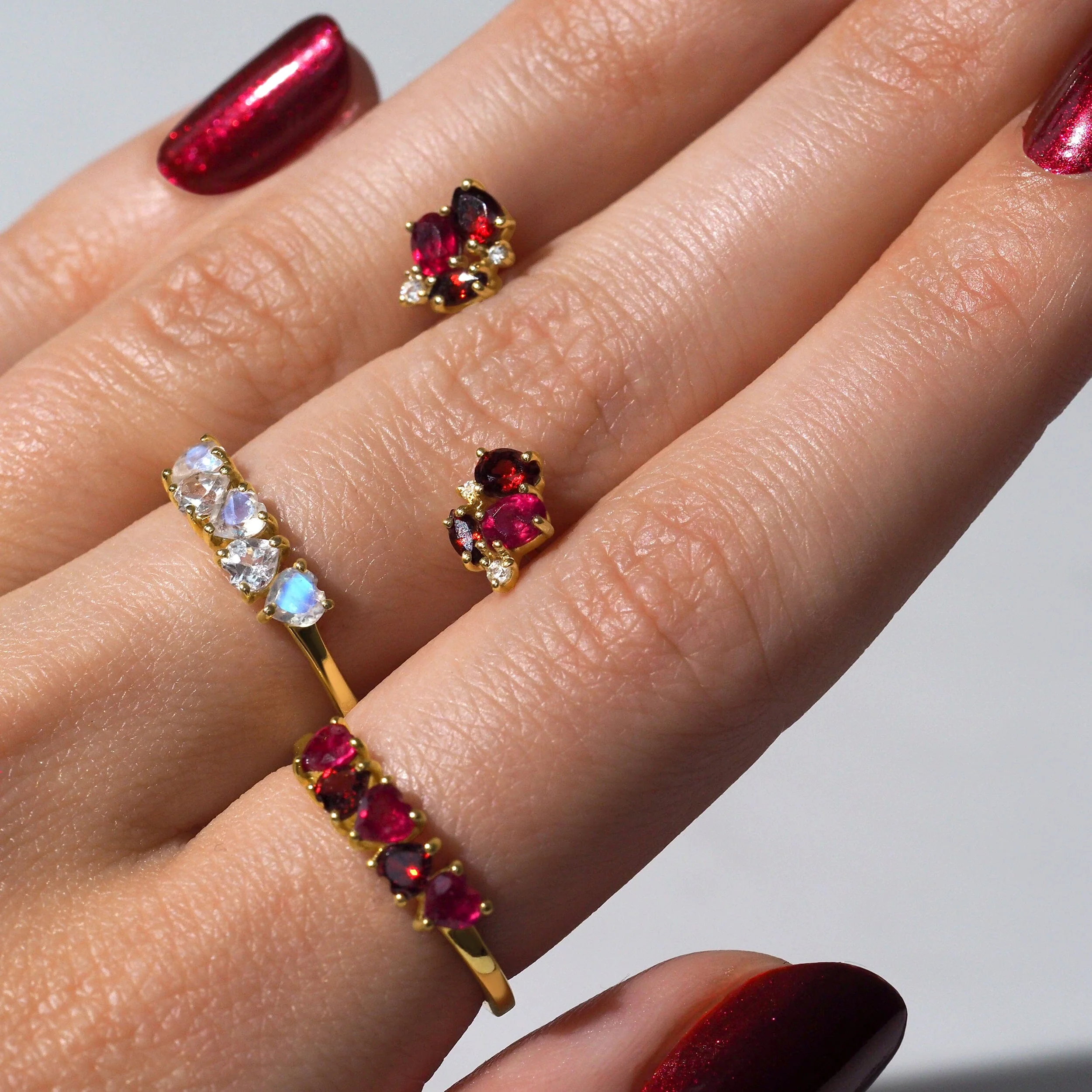 Fine Ruby Garnet Lab Diamond Earrings - Orion - Image 12