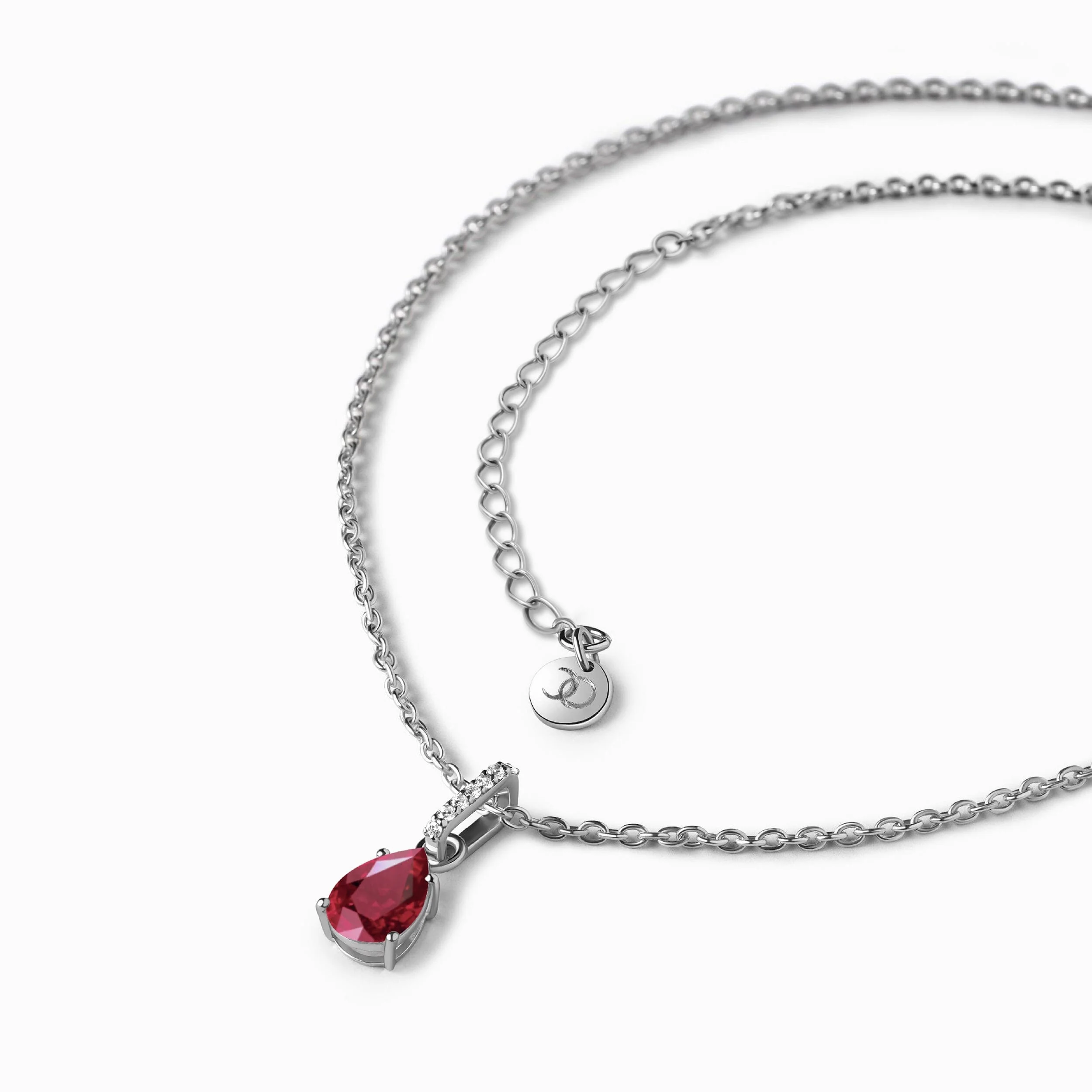 Fine Ruby Lab Diamond Necklace Sway - July Birthstone - Image 10